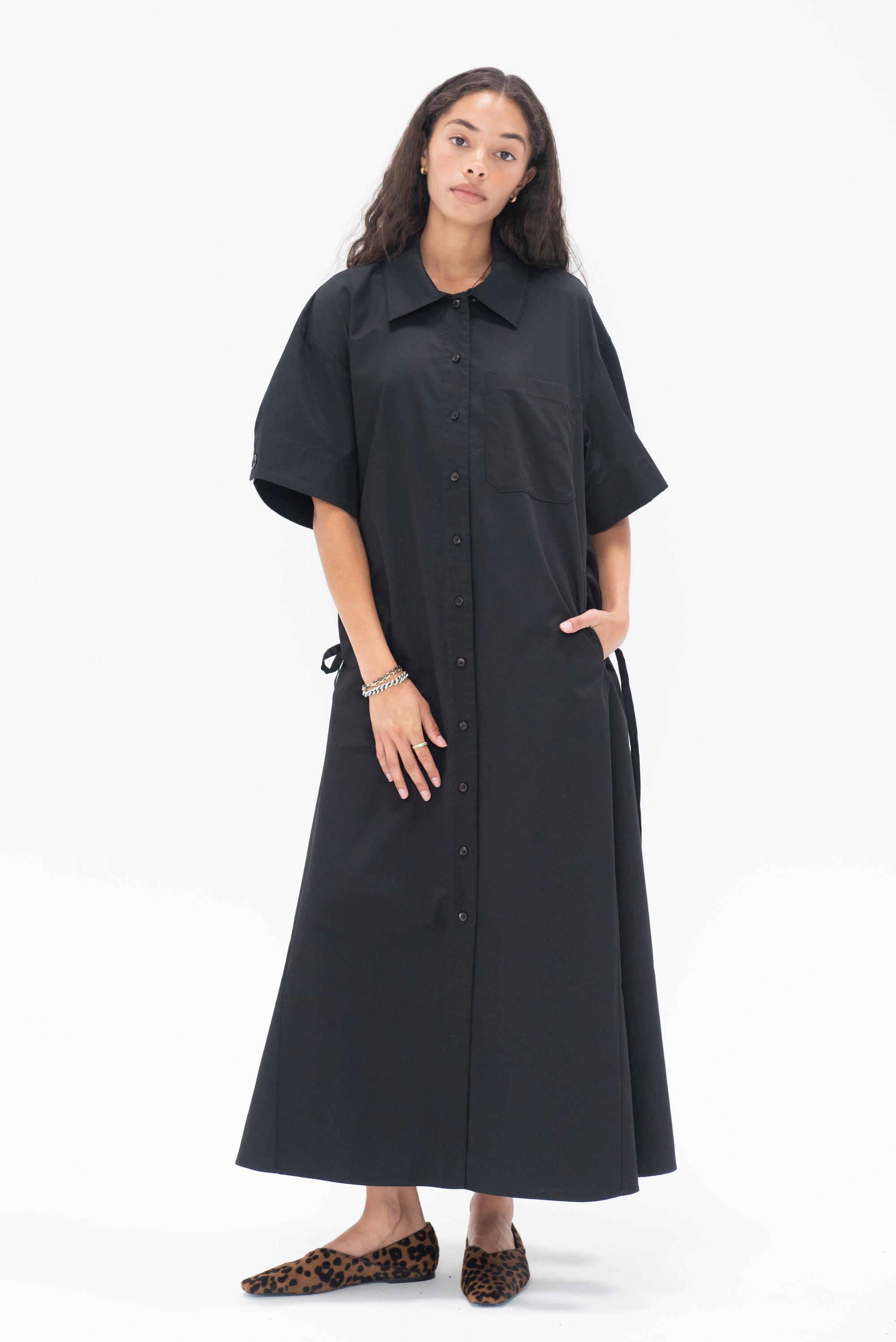 CO - Short Sleeve Shirtdress, Black