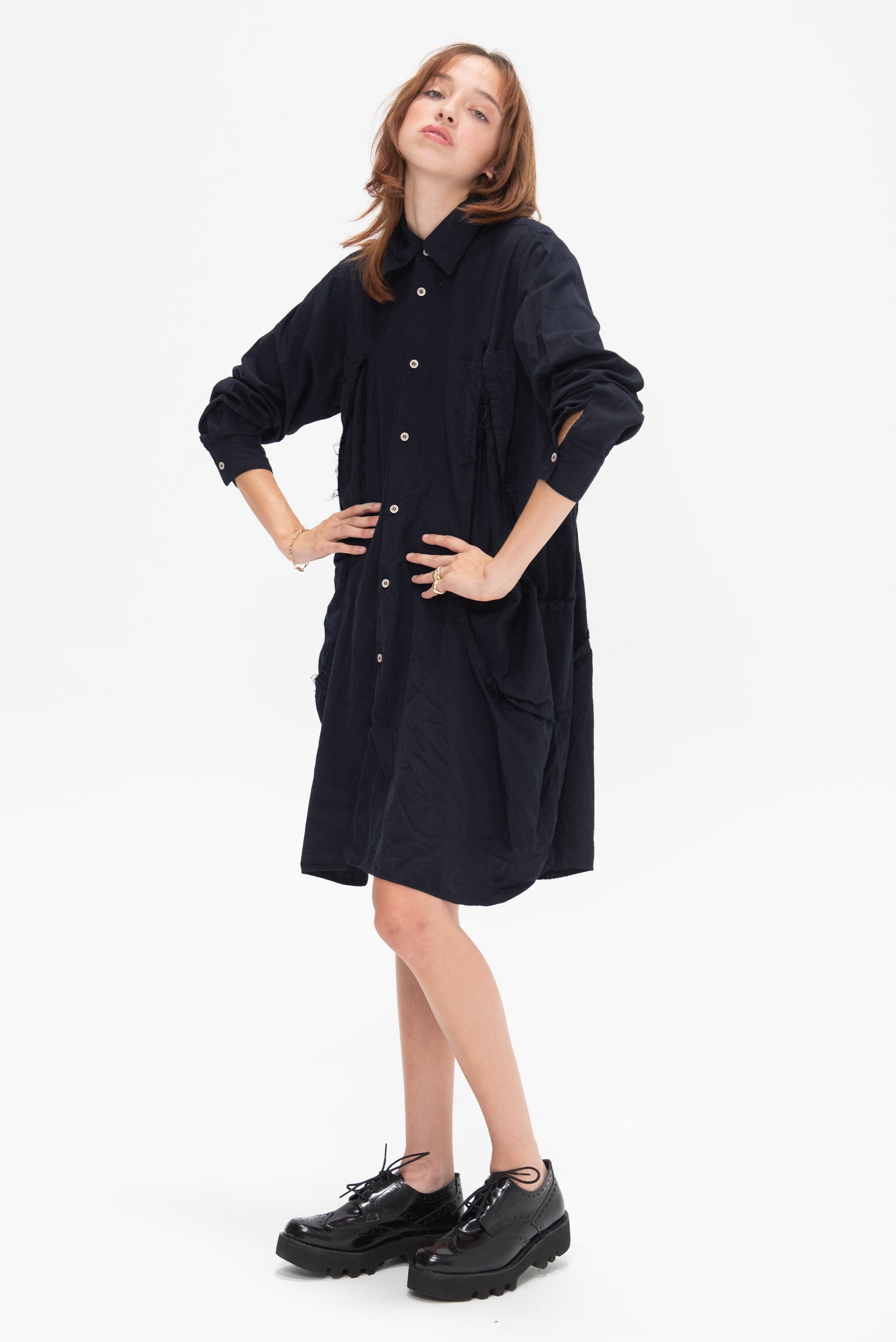 COMME DES GARCONS DES GARCONS - Long Sleeve Dress, Navy