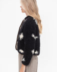 CORDERA - Wool & Mohair Blotch Cardigan, Black & White