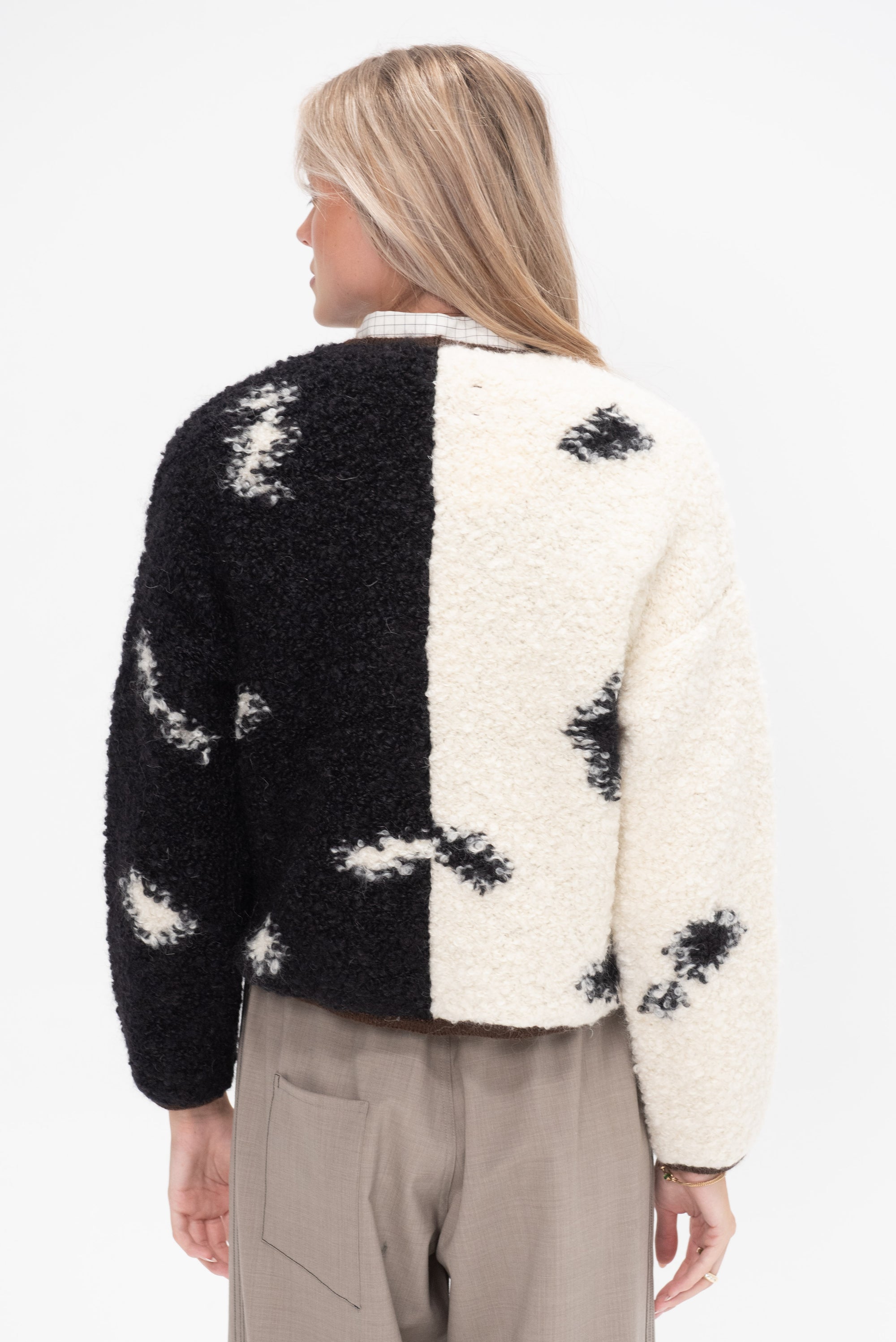 CORDERA - Wool &amp; Mohair Blotch Cardigan, Black &amp; White