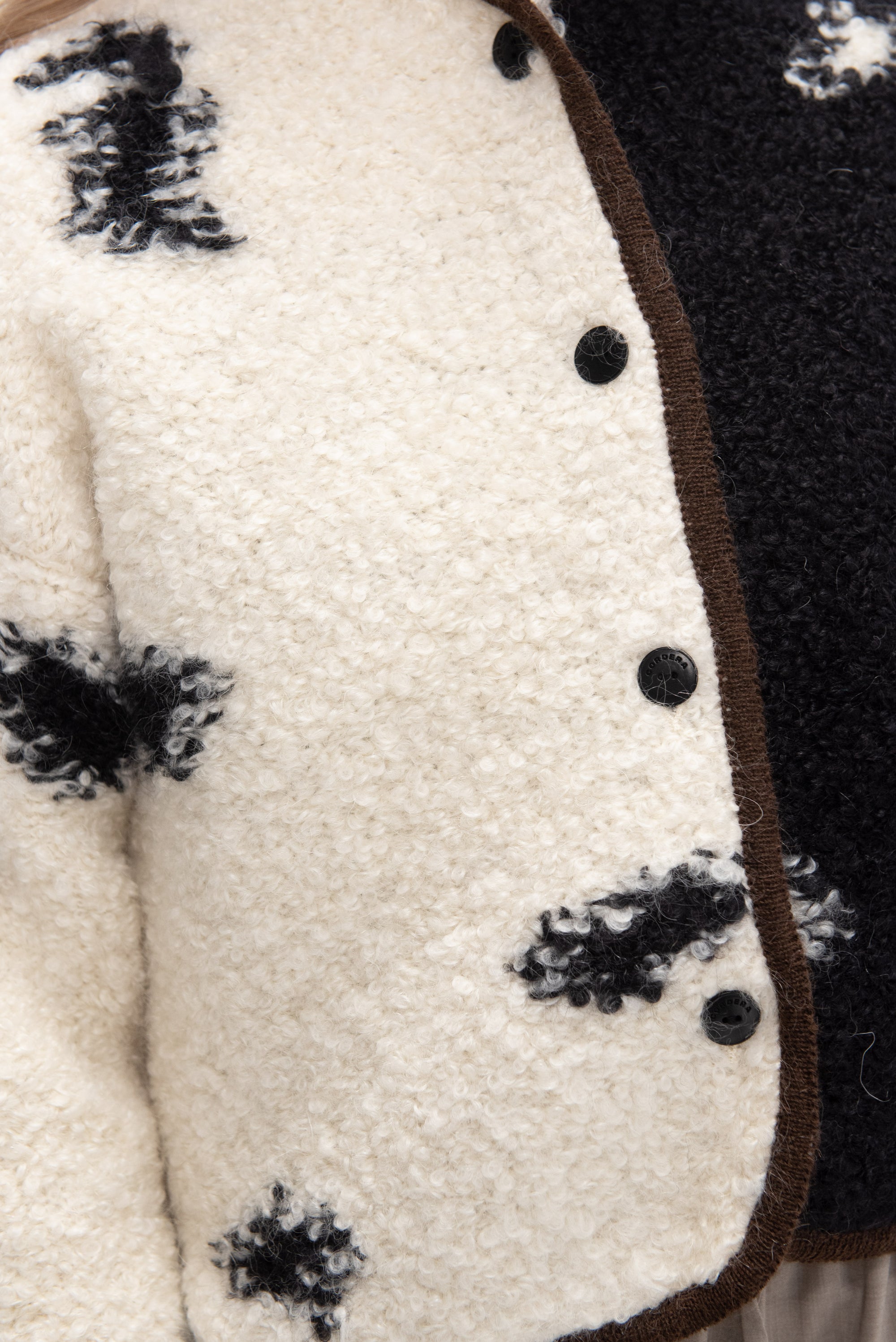 CORDERA - Wool &amp; Mohair Blotch Cardigan, Black &amp; White