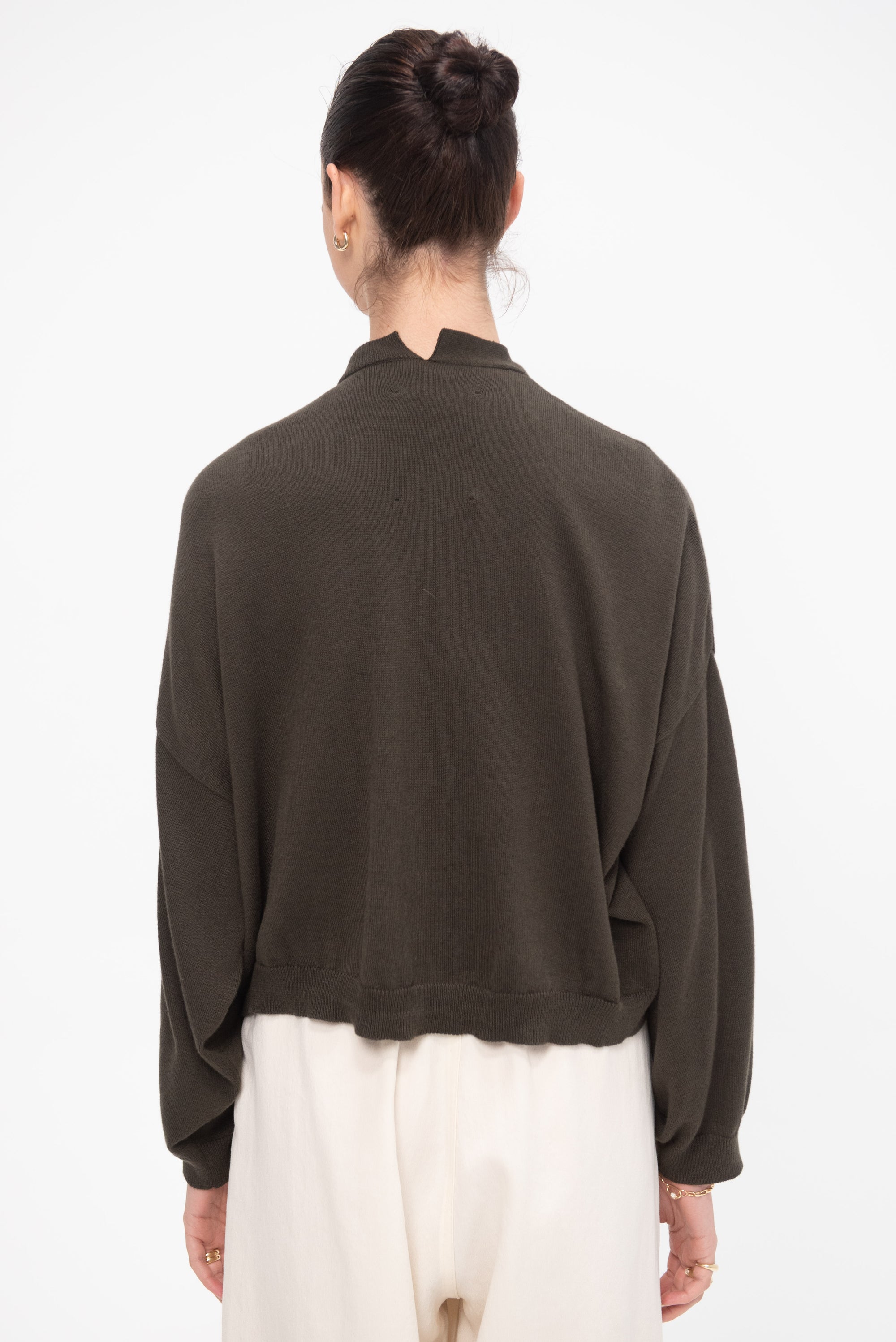 Cotton &amp; Cashmere Cardigan, Dark Moss