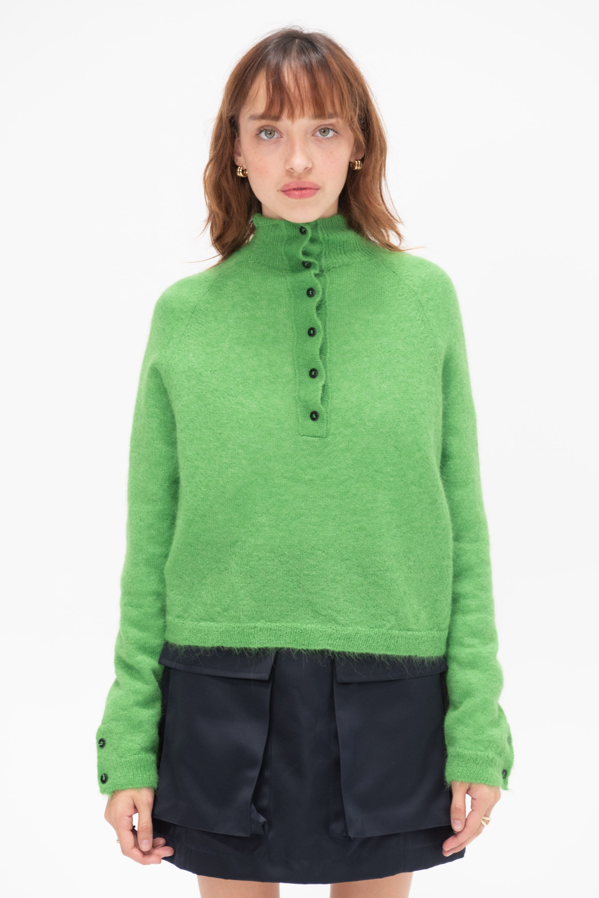 CORDERA - Suri Polo Sweater, Bright Green