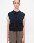 Merino Wool Stitched Waistcoat, Navy