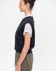 Merino Wool Stitched Waistcoat, Navy