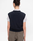 Merino Wool Stitched Waistcoat, Navy