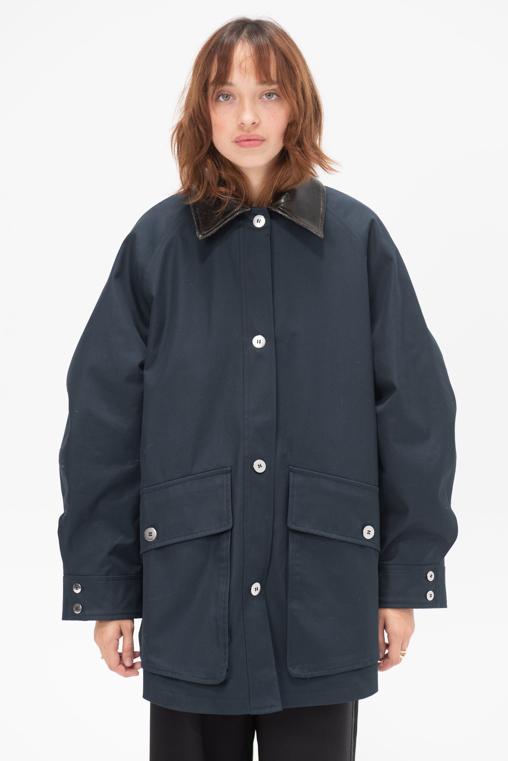 CORDERA - Short Trench Coat, Navy