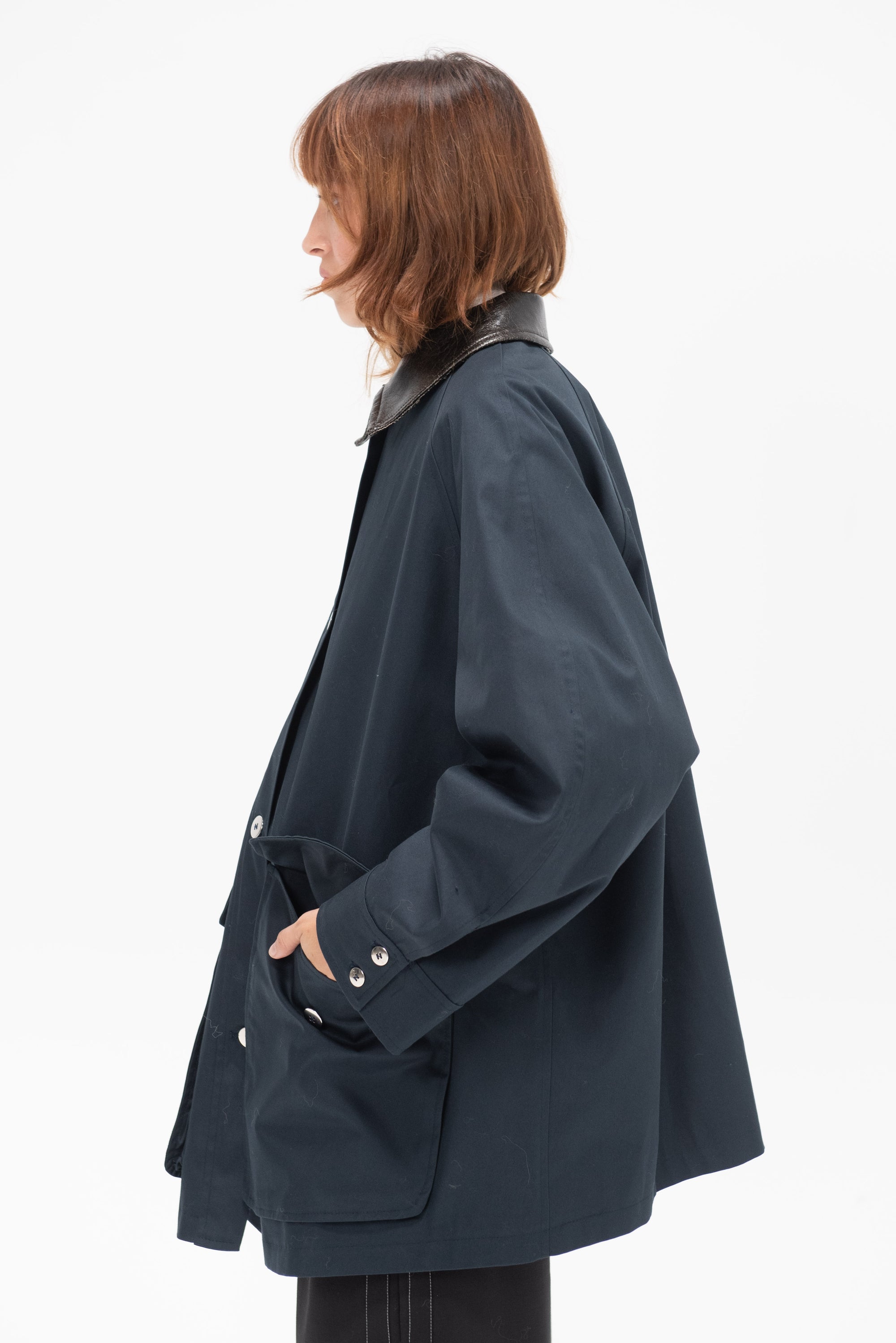 CORDERA - Short Trench Coat, Navy