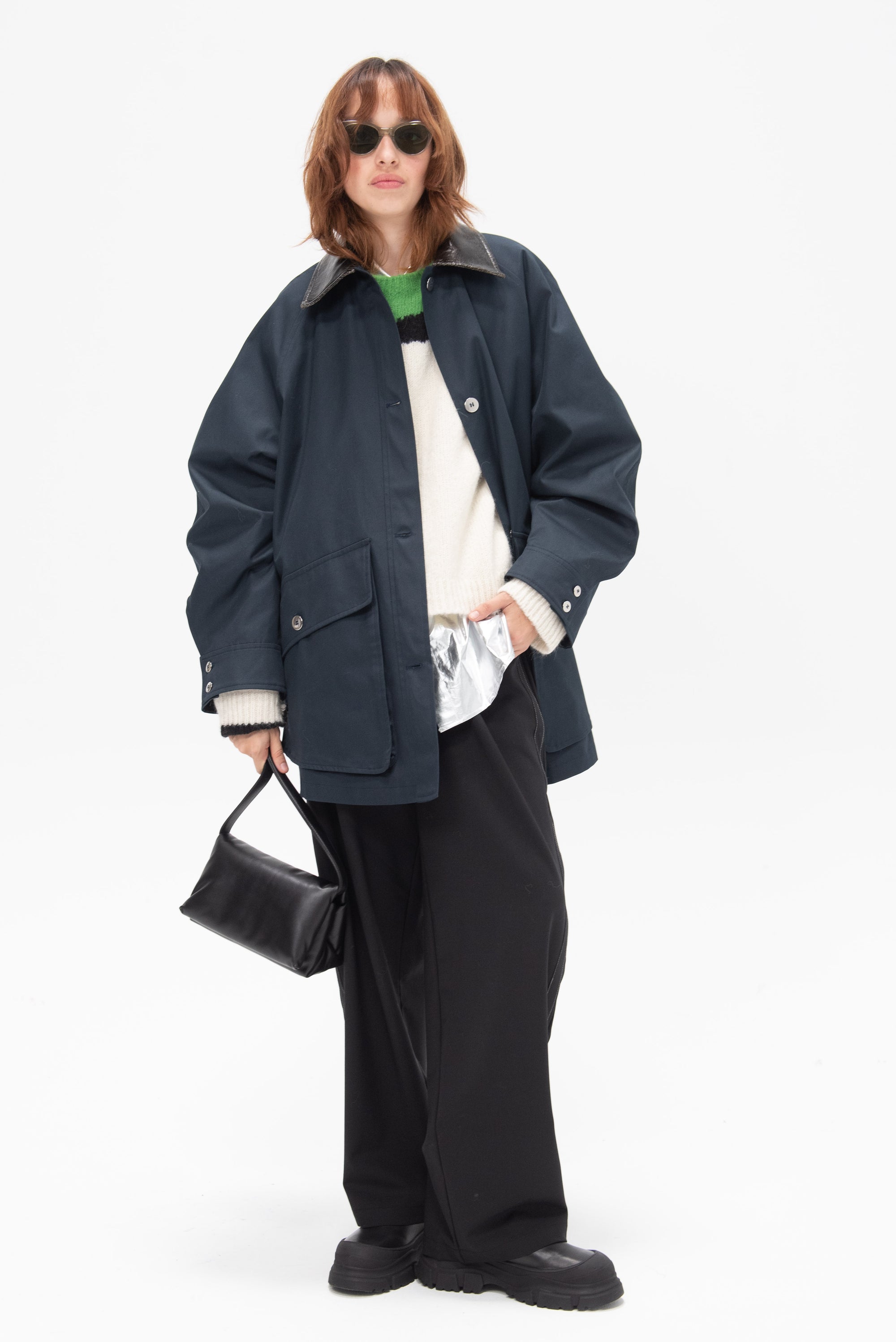 CORDERA - Short Trench Coat, Navy