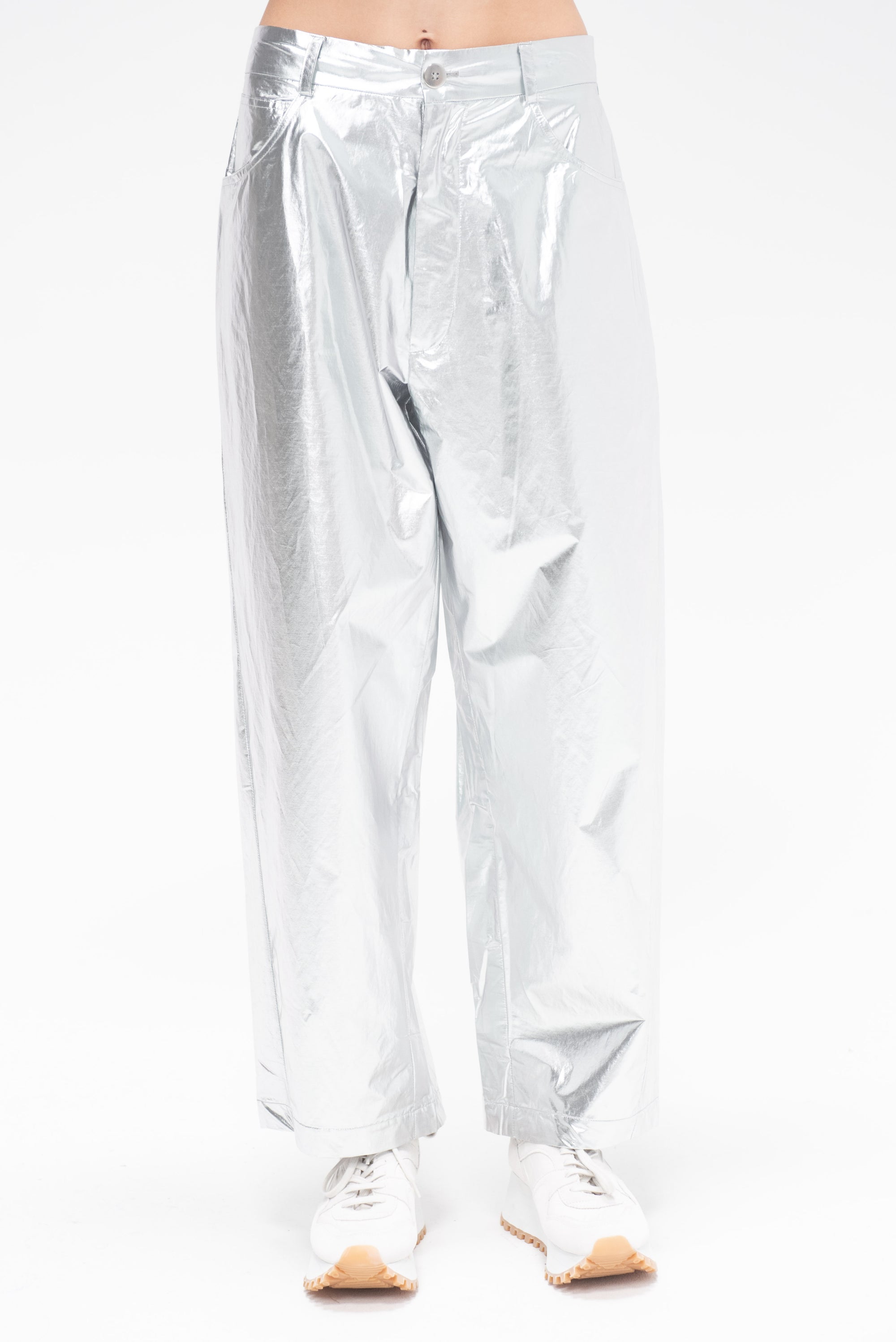 CORDERA - Cotton & Silk Pants, Silver