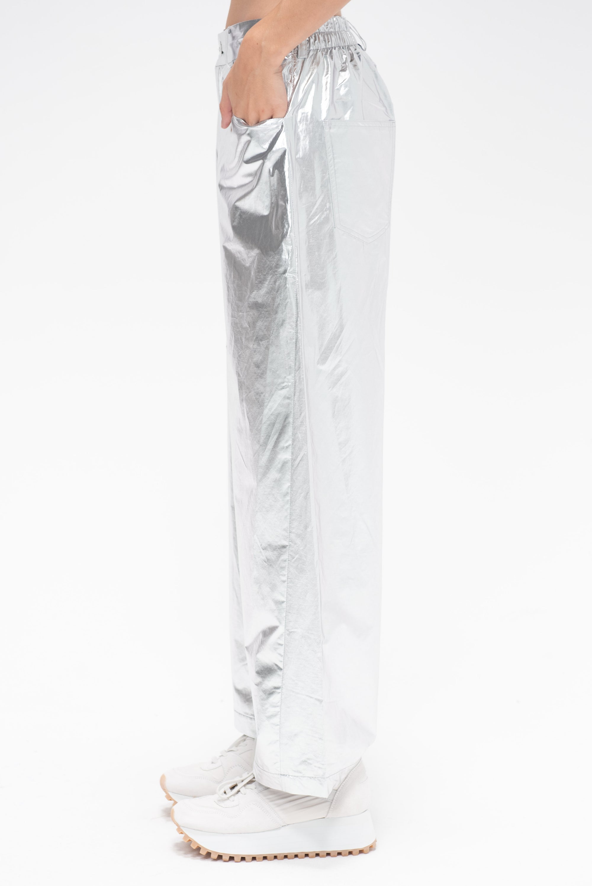 CORDERA - Cotton & Silk Pants, Silver