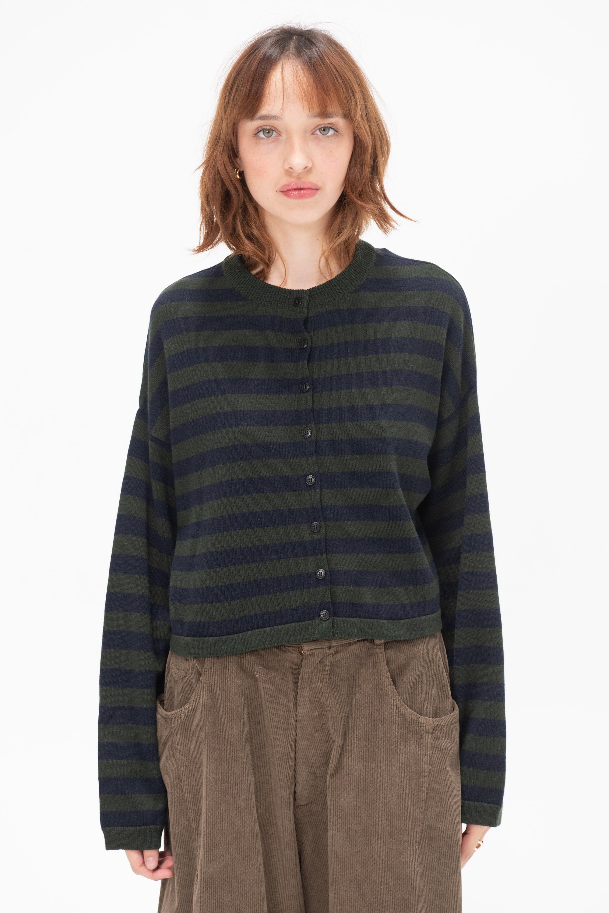 CORDERA - Merino Wool Striped Cardigan, Stripe