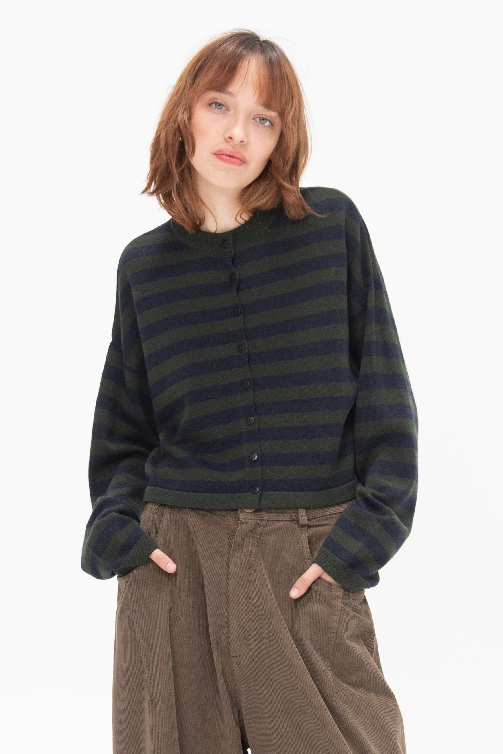 CORDERA - Merino Wool Striped Cardigan, Stripe