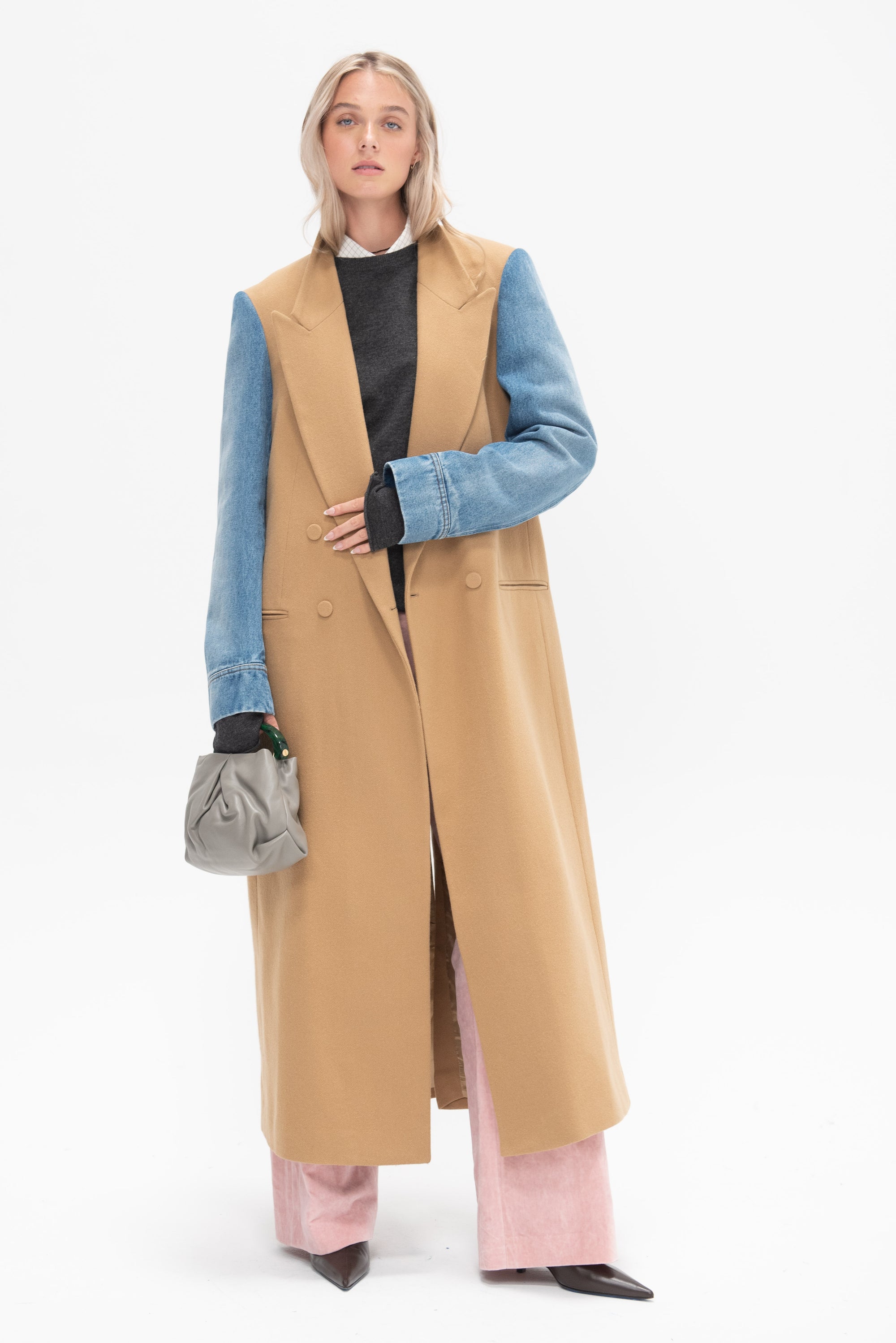 DRIES VAN NOTEN - Contrast Sleeve Coat, Camel