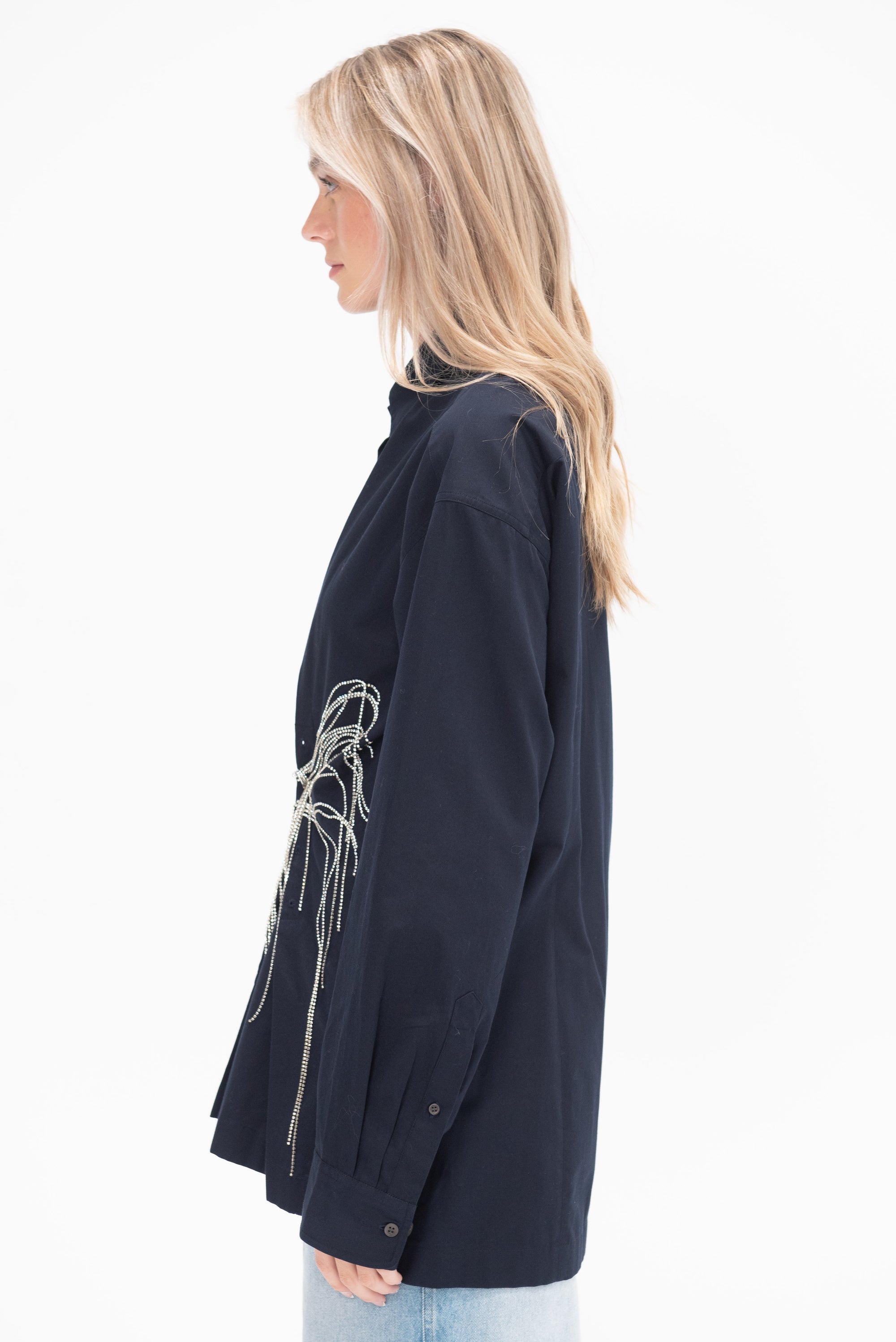 DRIES VAN NOTEN - Embellished Button-Down, Navy