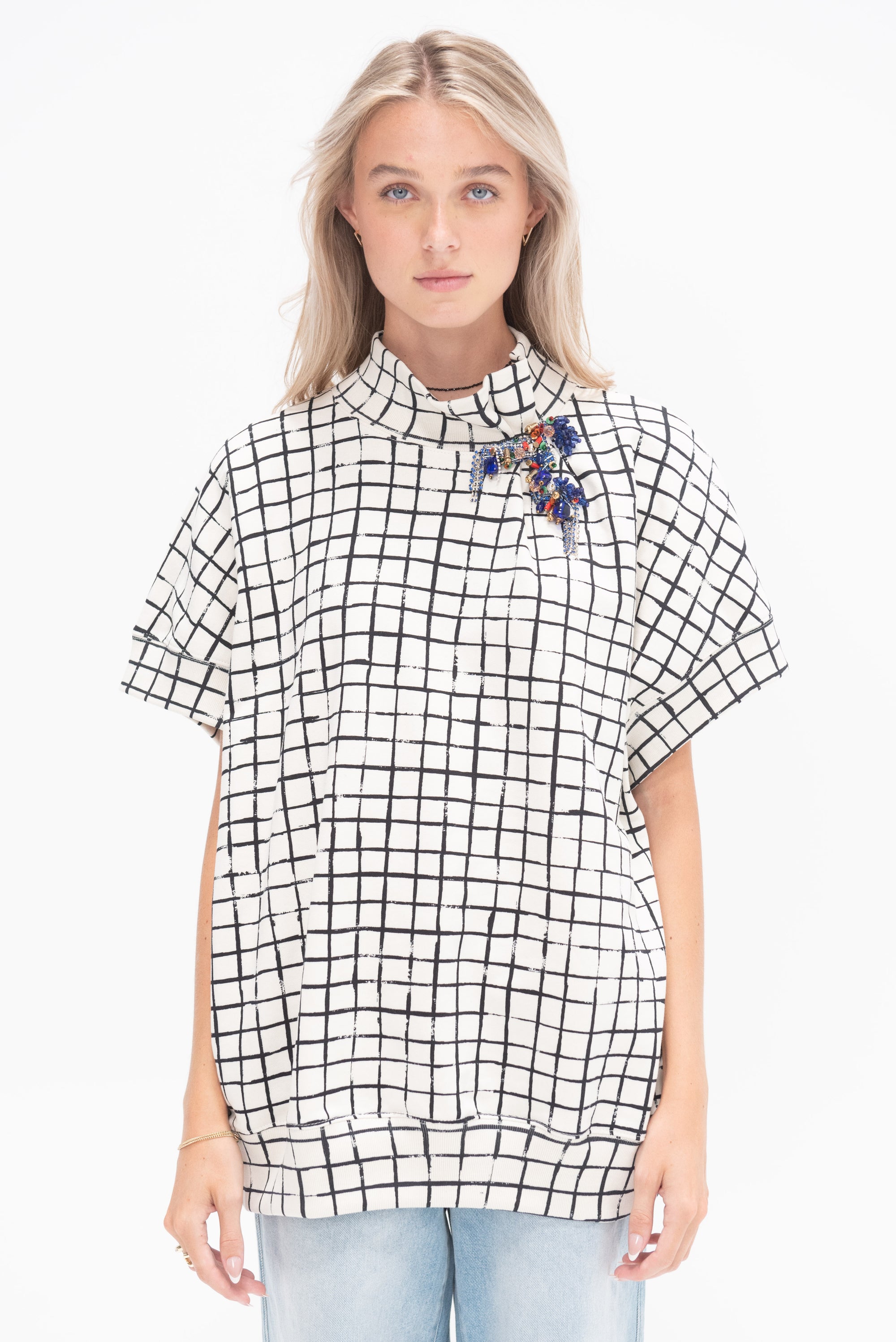 DRIES VAN NOTEN - Grid Top, Ecru