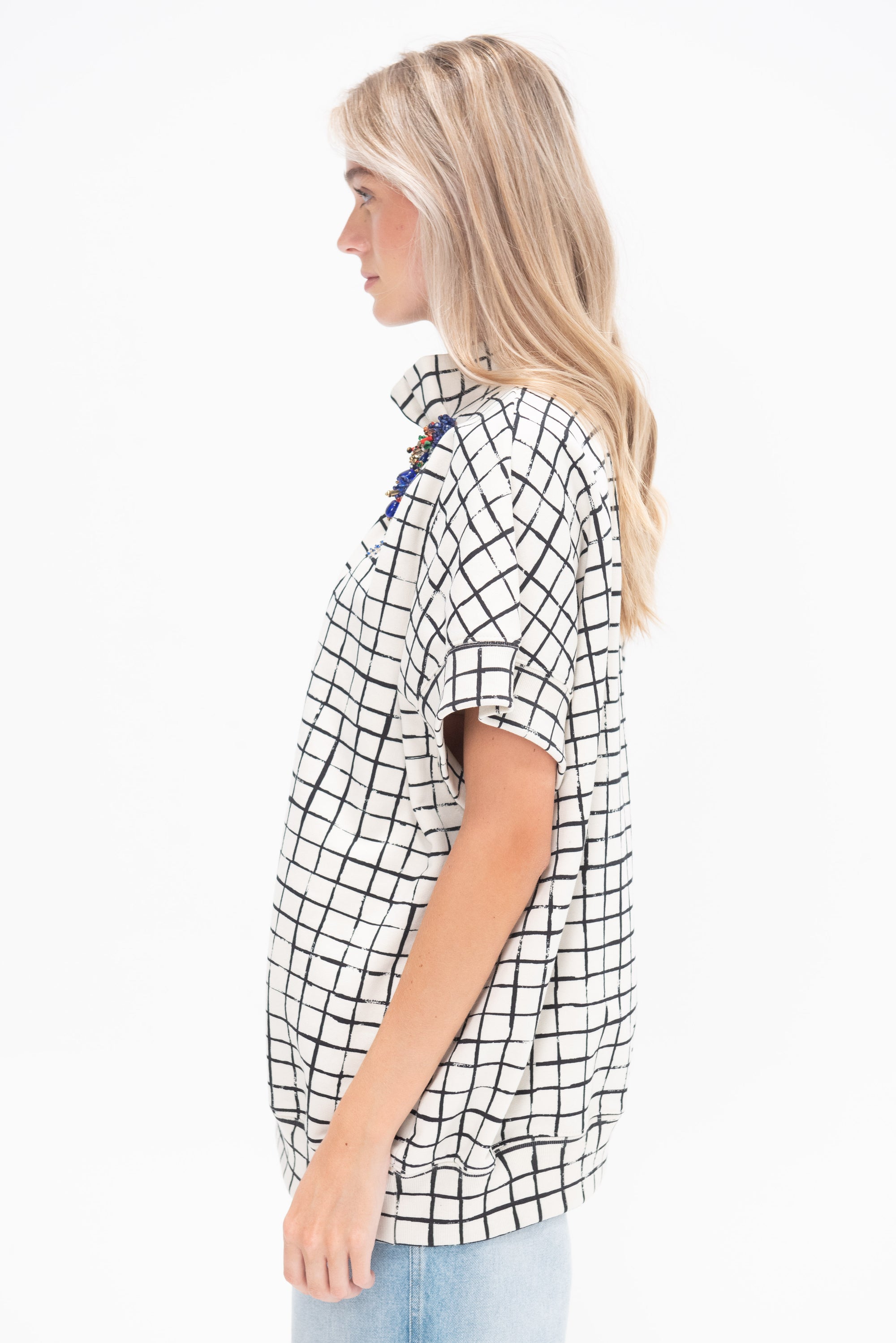 DRIES VAN NOTEN - Grid Top, Ecru