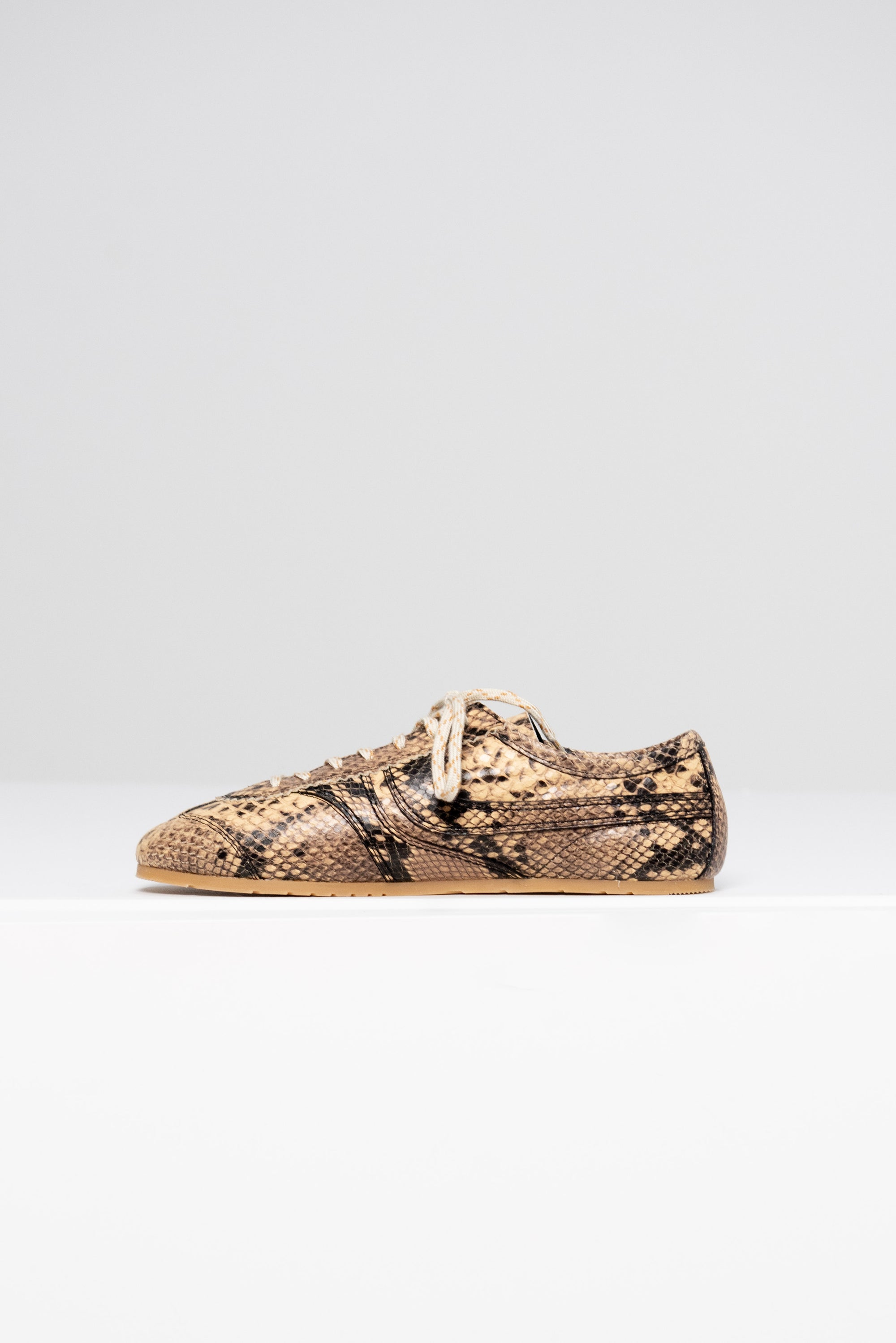 Snake Leather Sneaker, Beige