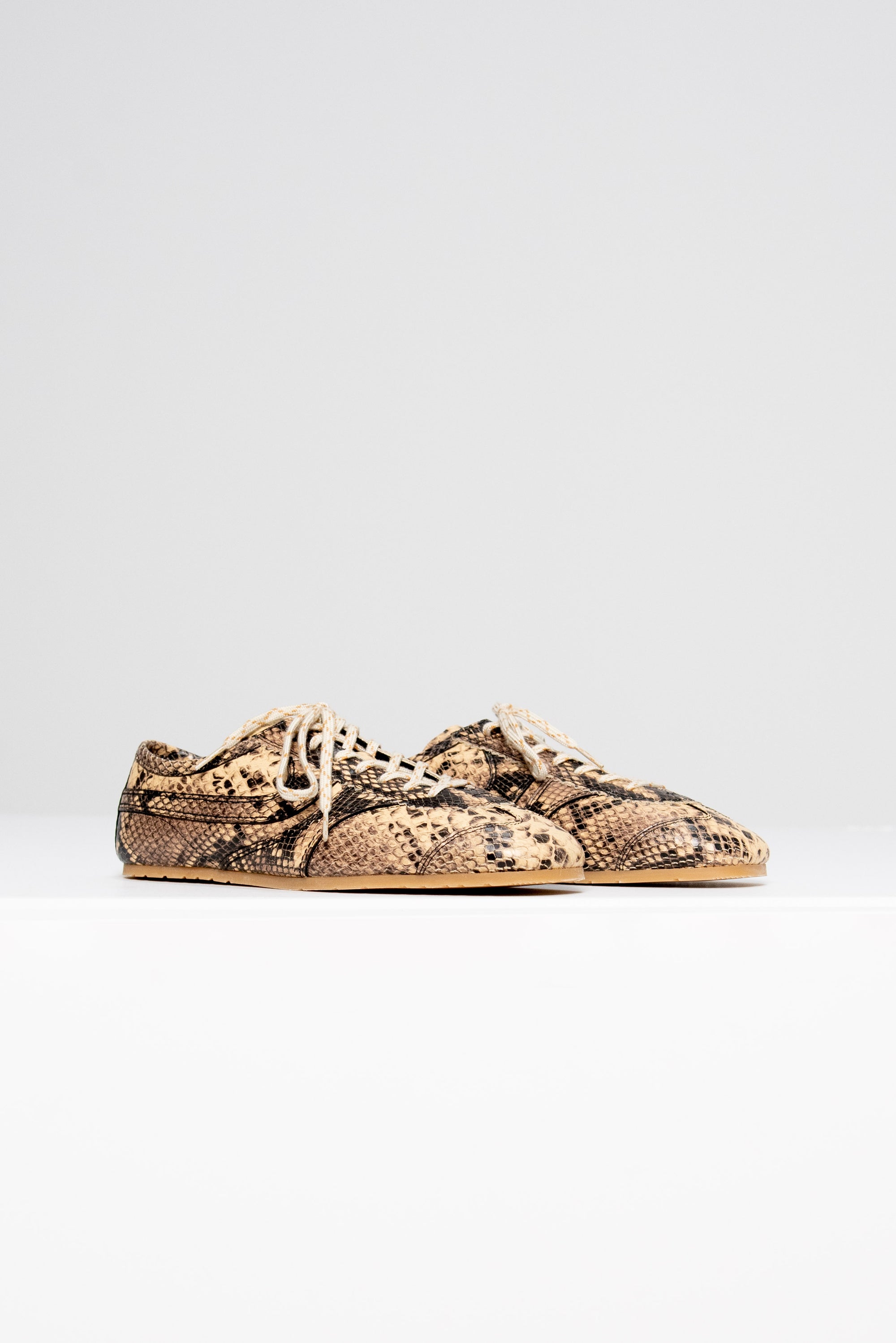 Snake Leather Sneaker, Beige