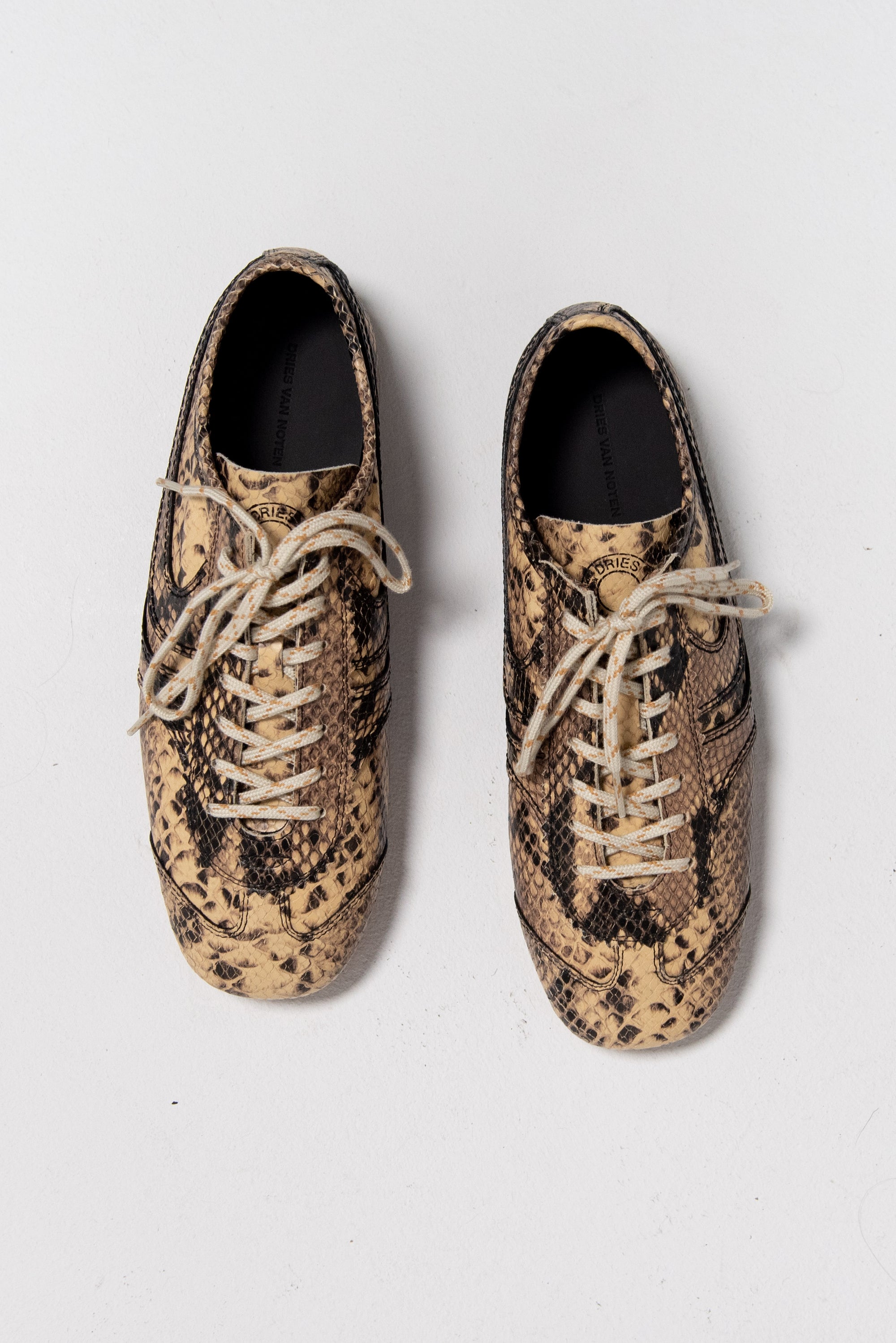 Snake Leather Sneaker, Beige