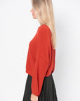 Easy Short Sweater, Red Orange