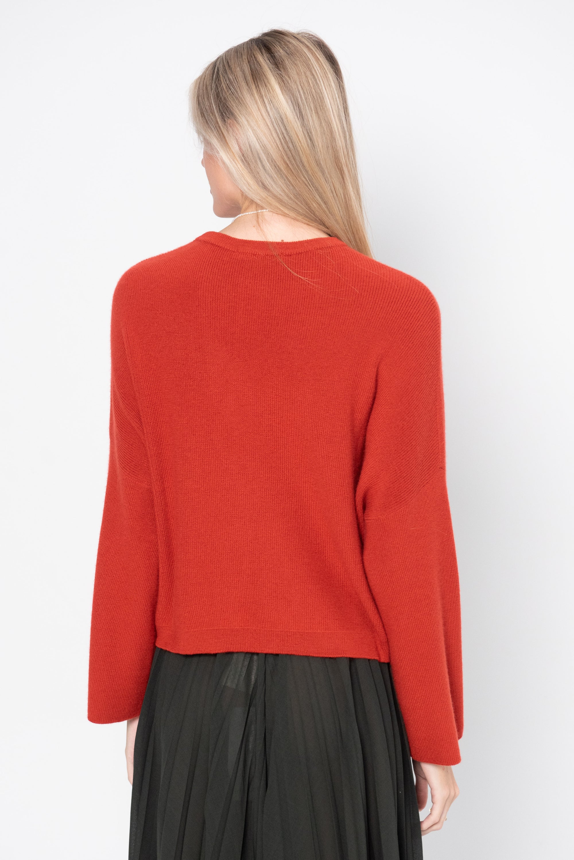 Easy Short Sweater, Red Orange