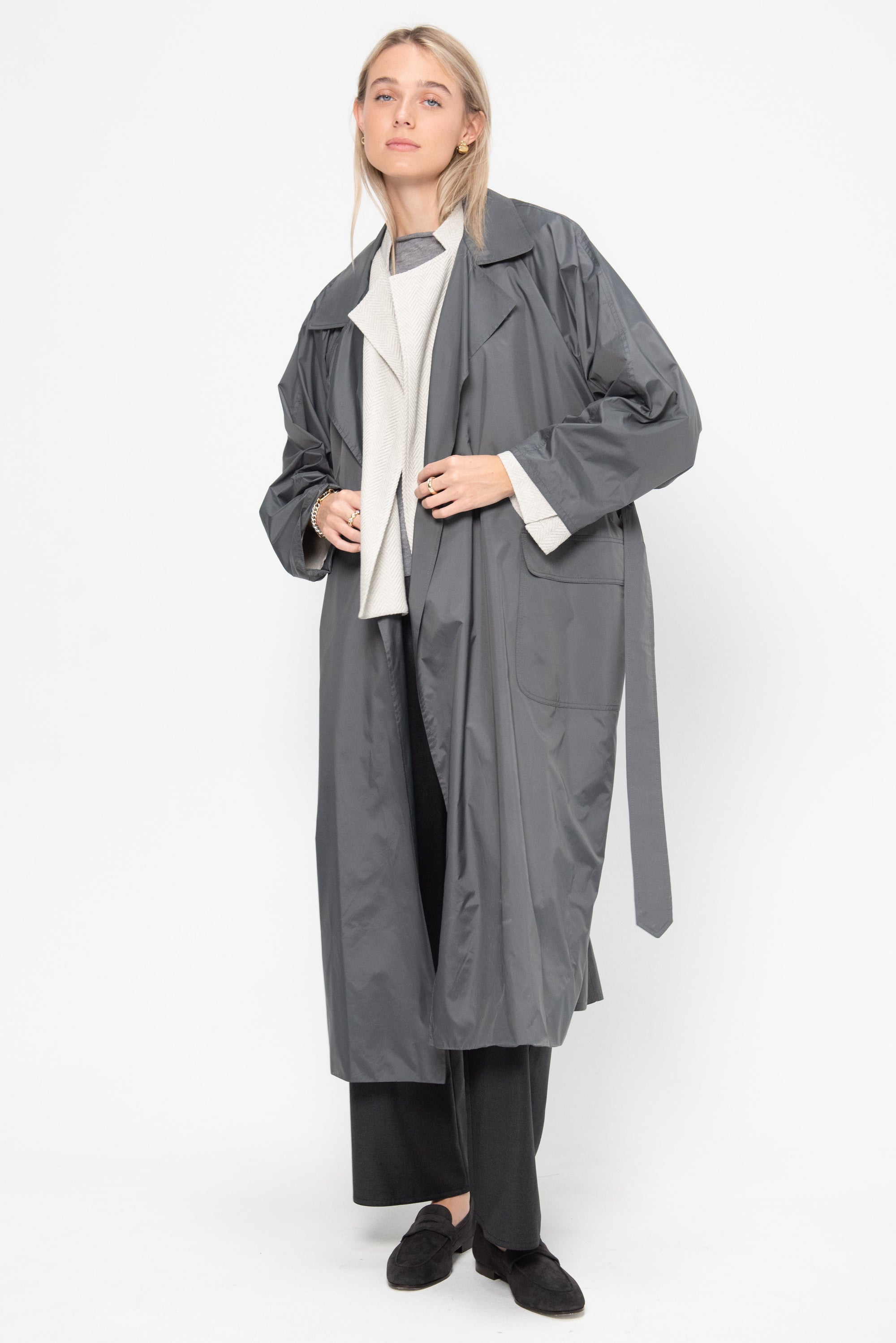 Oversized Trench Coat, Grey