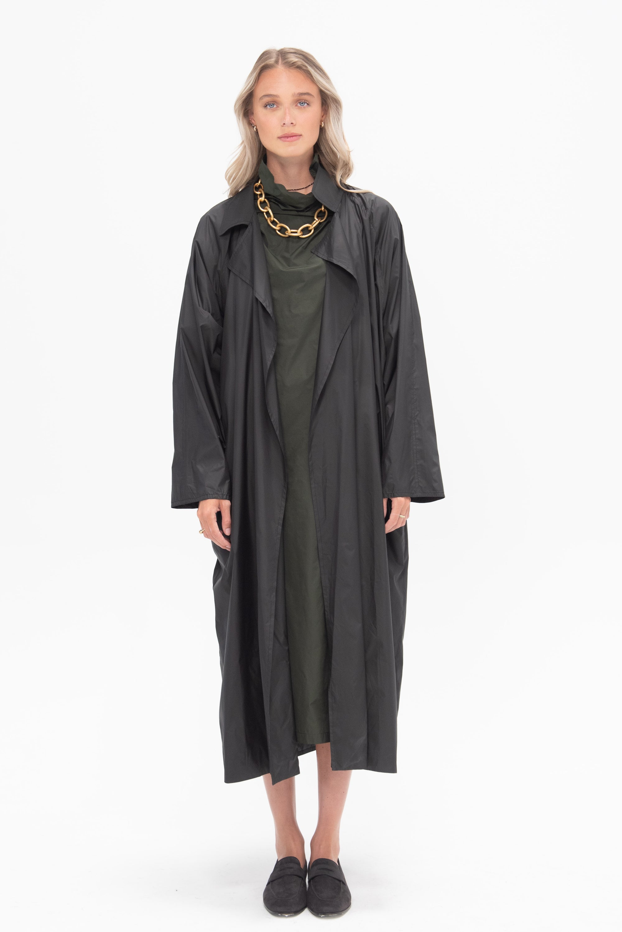 DUŠAN - Oversized Trench Coat with Flap, Nerone