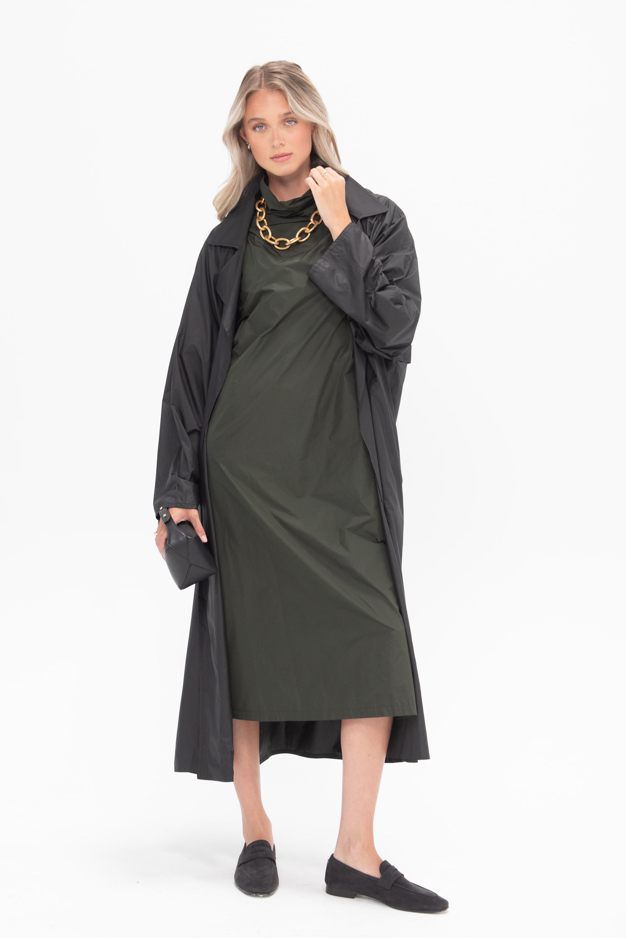 DUŠAN - Oversized Trench Coat with Flap, Nerone