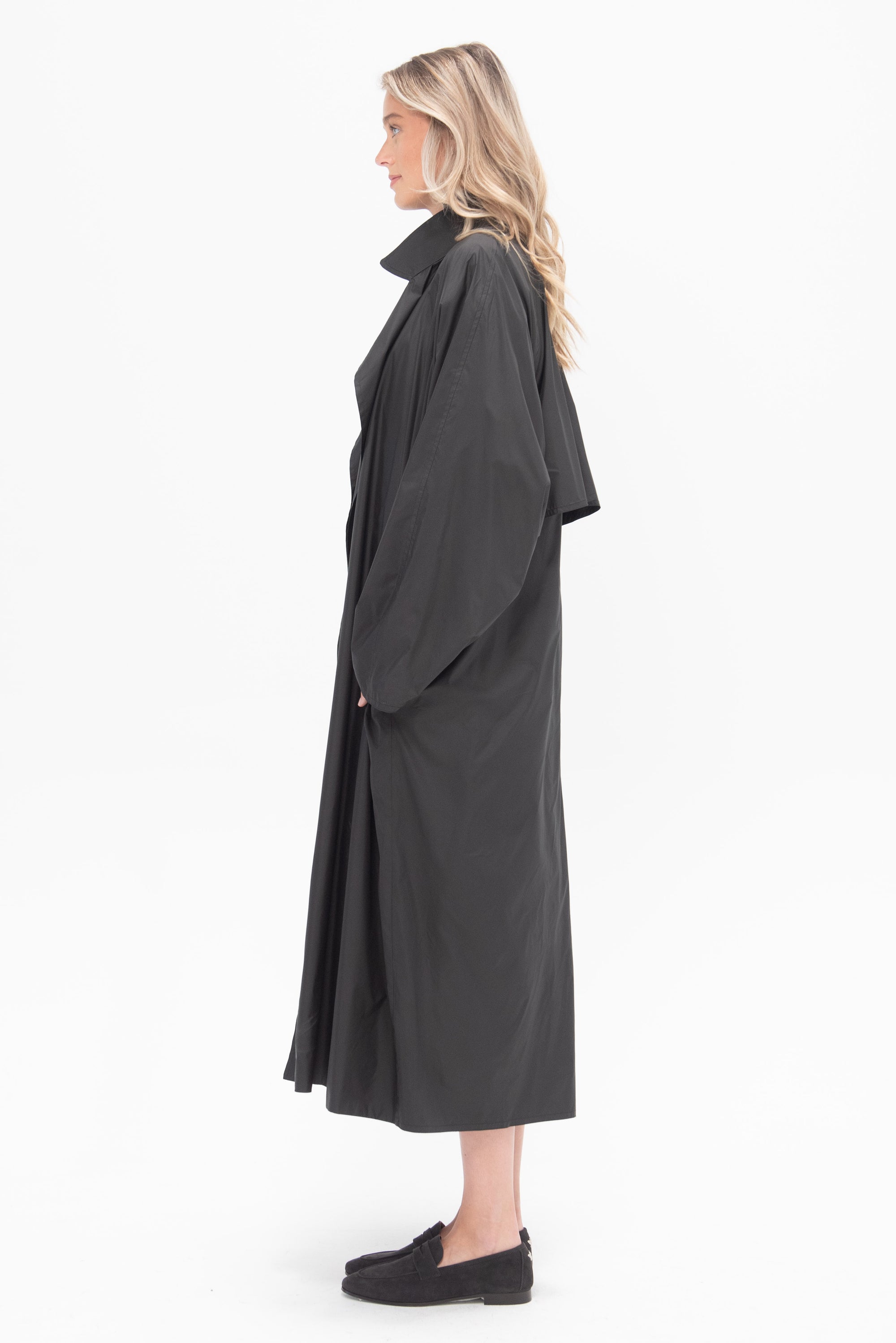 DUŠAN - Oversized Trench Coat with Flap, Nerone