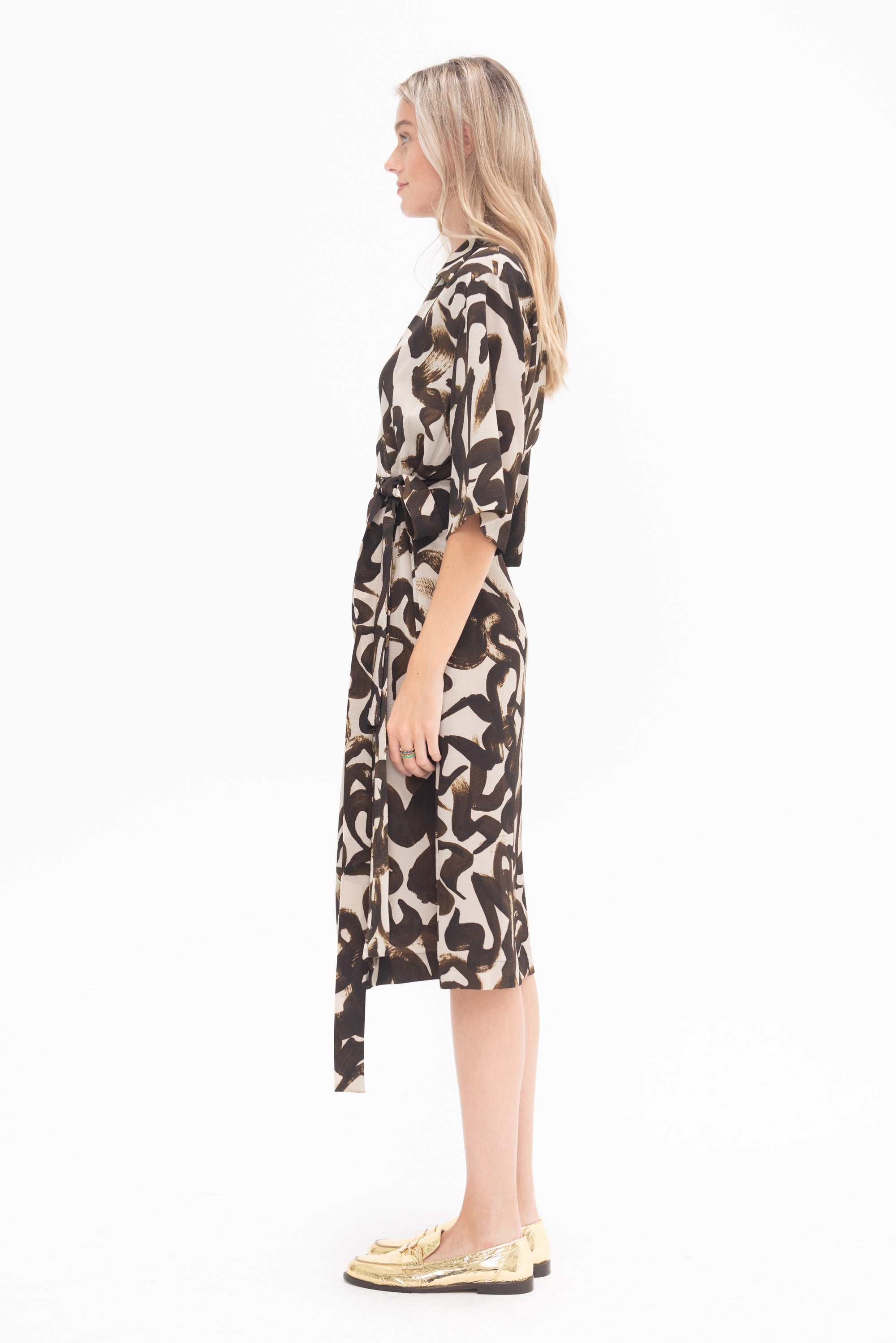 DRIES VAN NOTEN - Abstract Wrap Dress, Brown