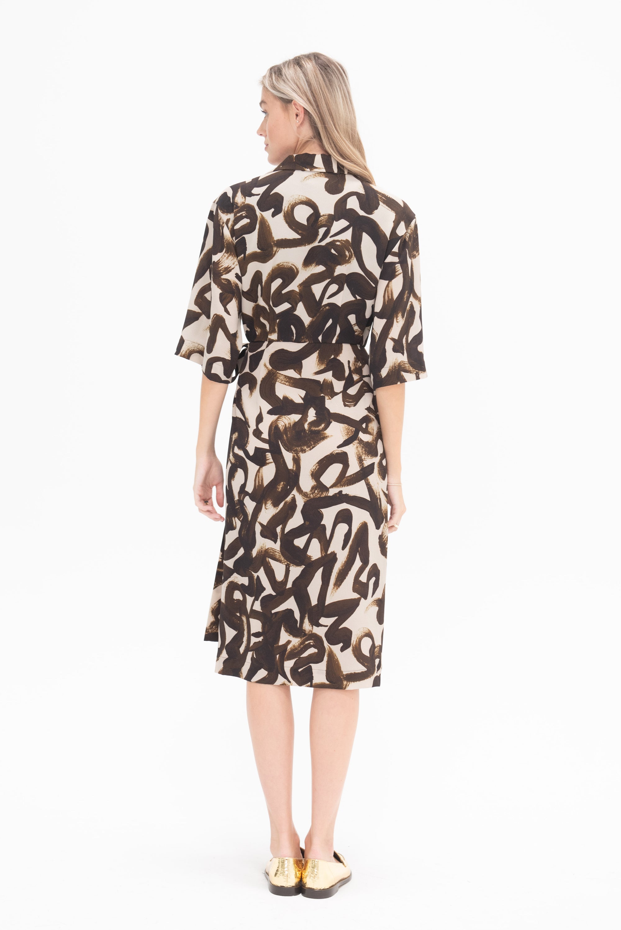 DRIES VAN NOTEN - Abstract Wrap Dress, Brown