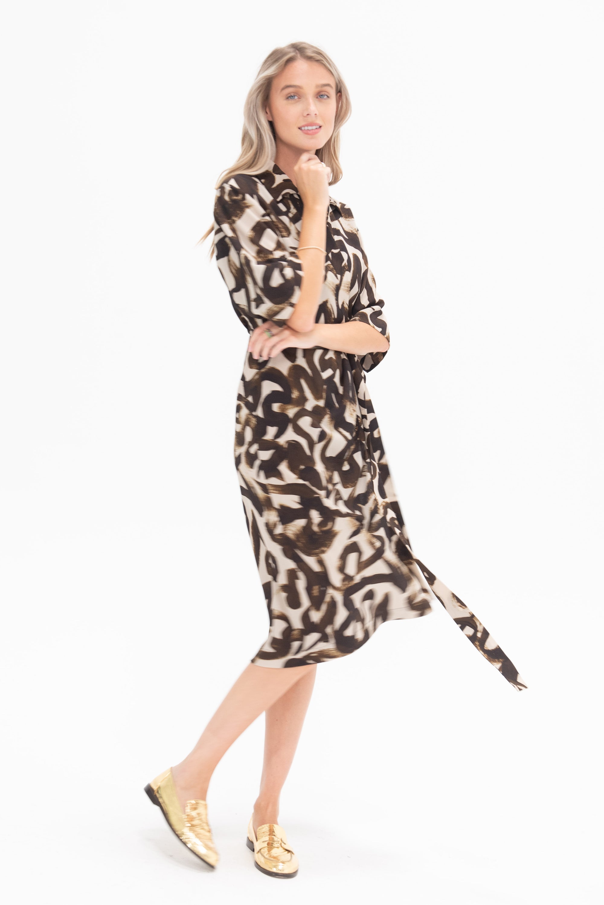 DRIES VAN NOTEN - Abstract Wrap Dress, Brown