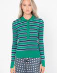 EOLAS - Silvia Ribbed Collar Sweater, Green