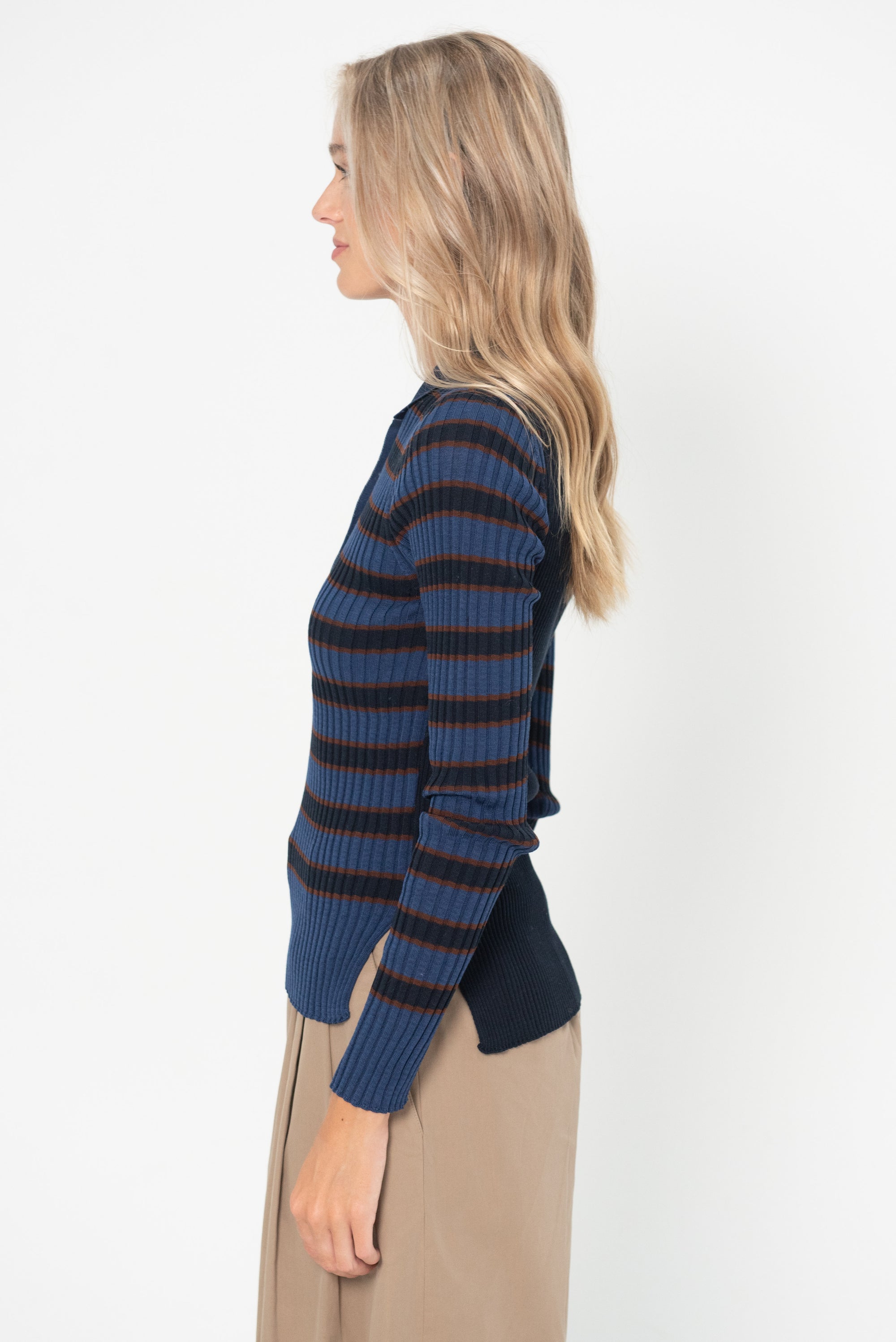 Silvia Ribbed Collar Sweater