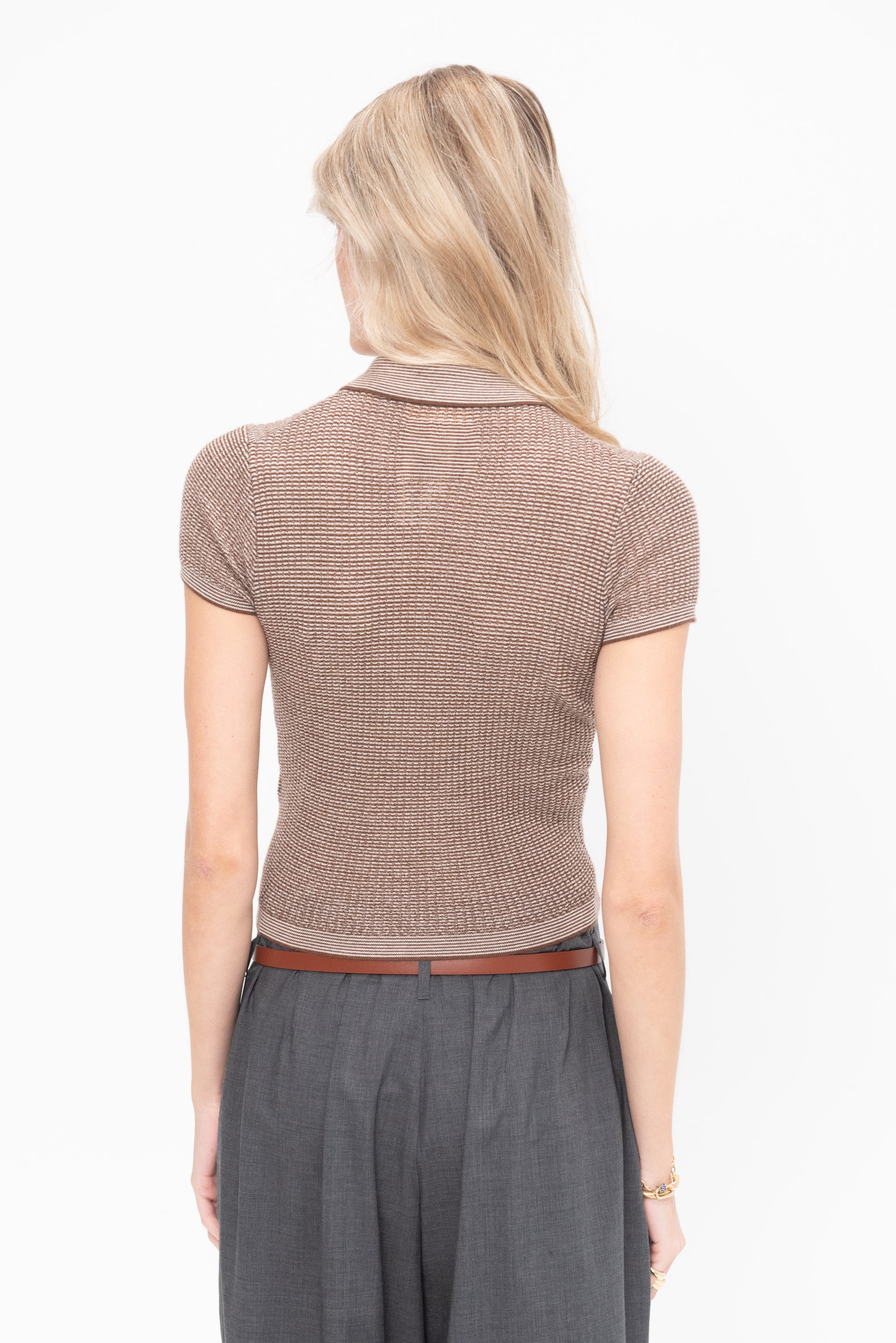 Shrunken Polo Cashmere, Chestnut &amp; Cream