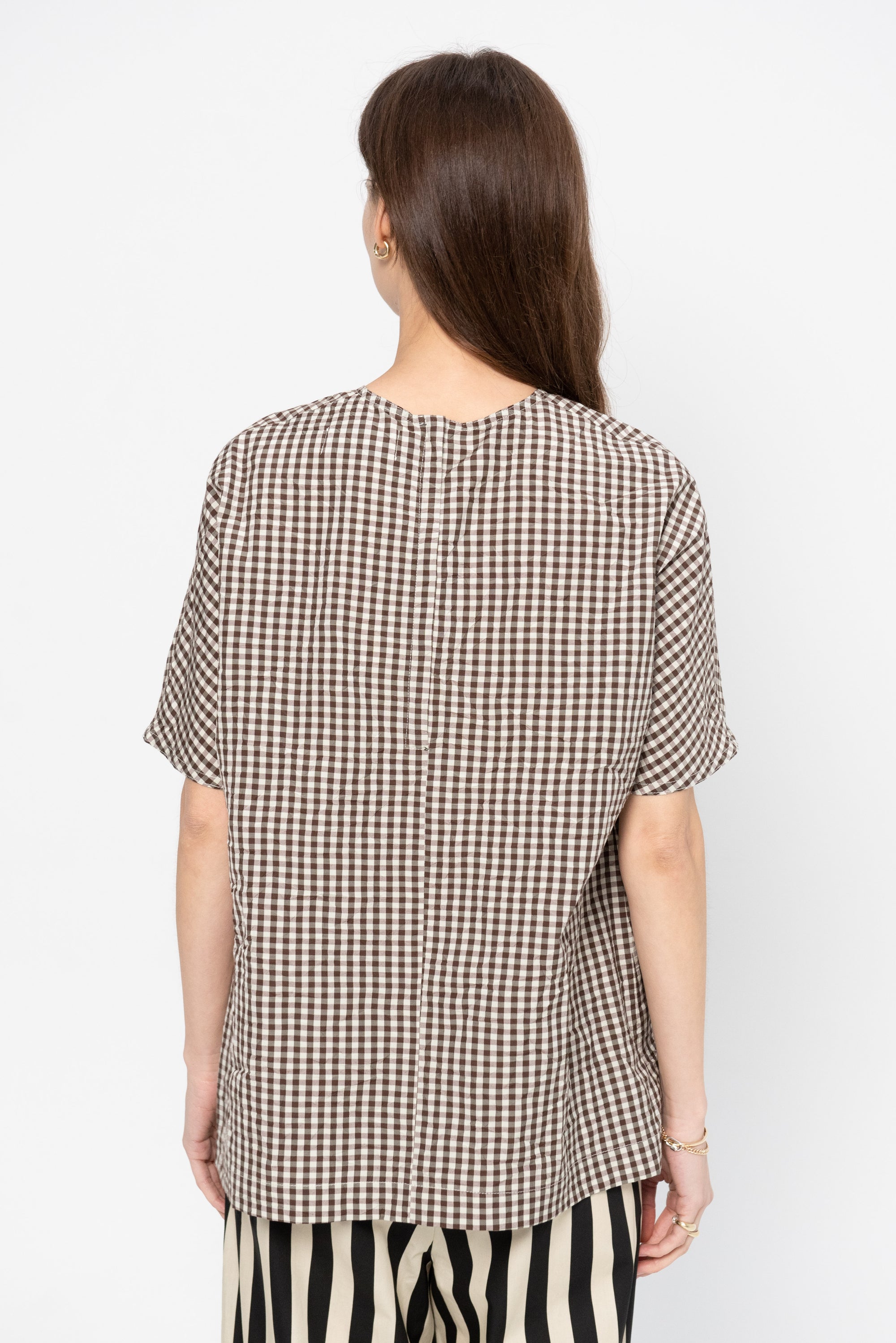 Akari Shirt, Brown &amp; White