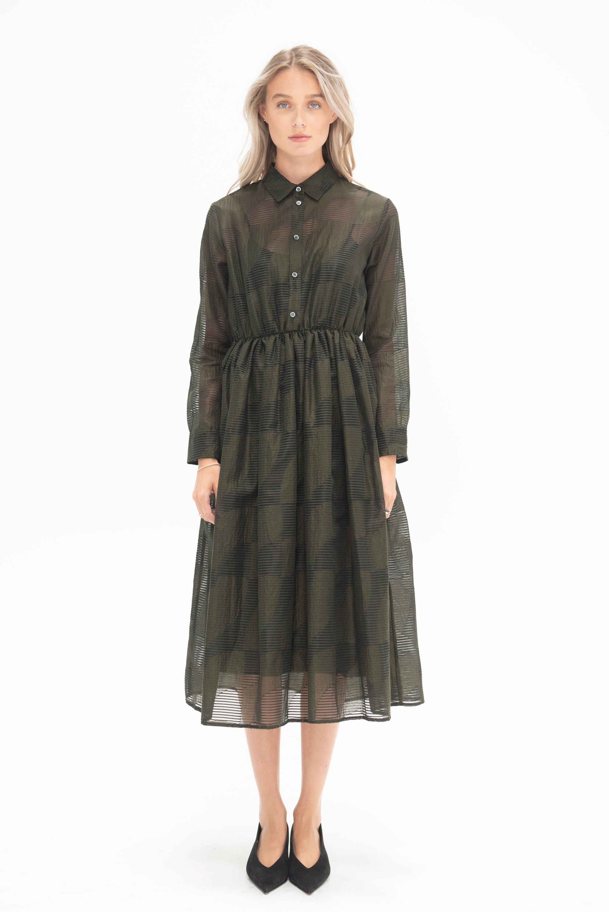 HACHE - Arriccio Dress, Military Green