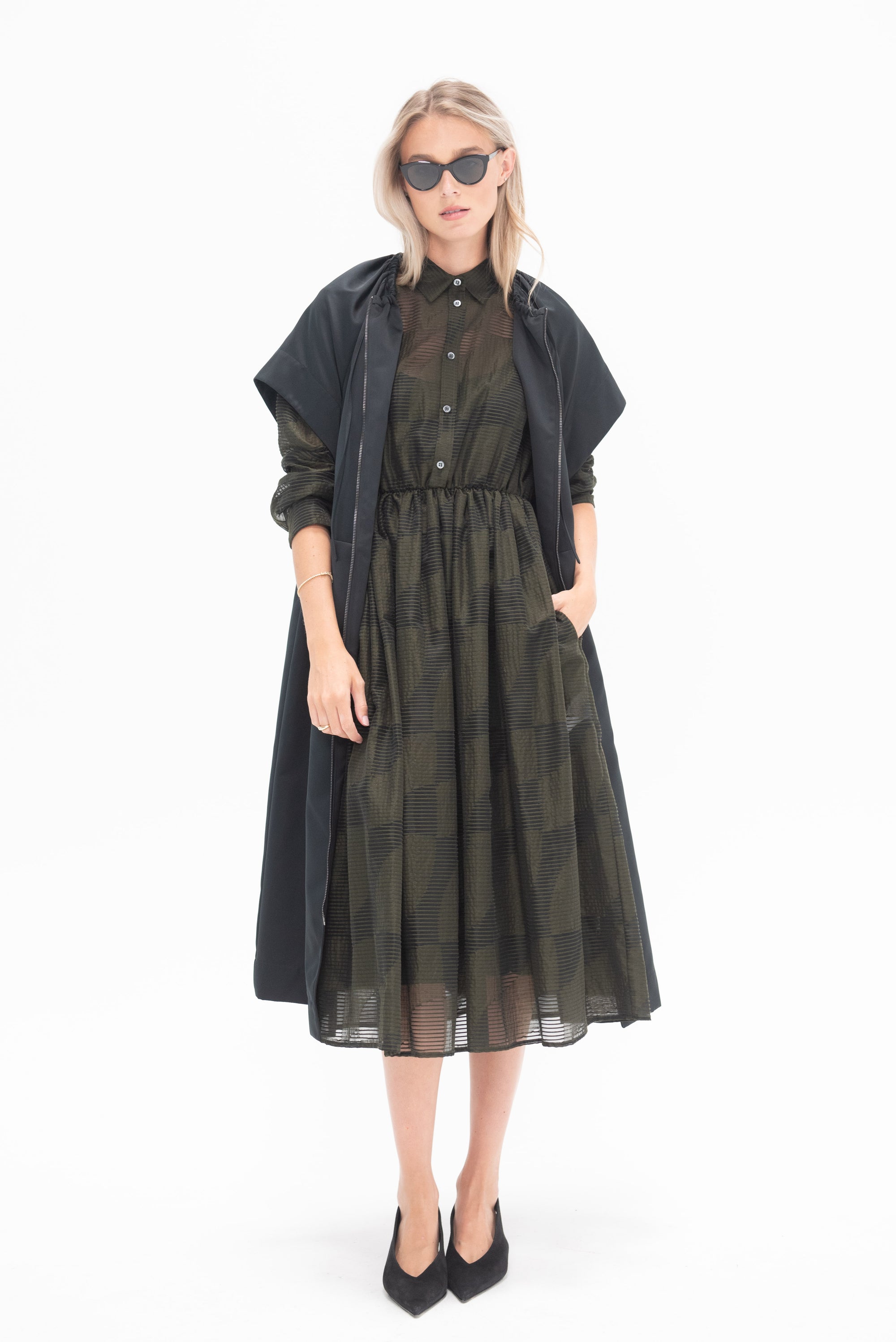 HACHE - Arriccio Dress, Military Green