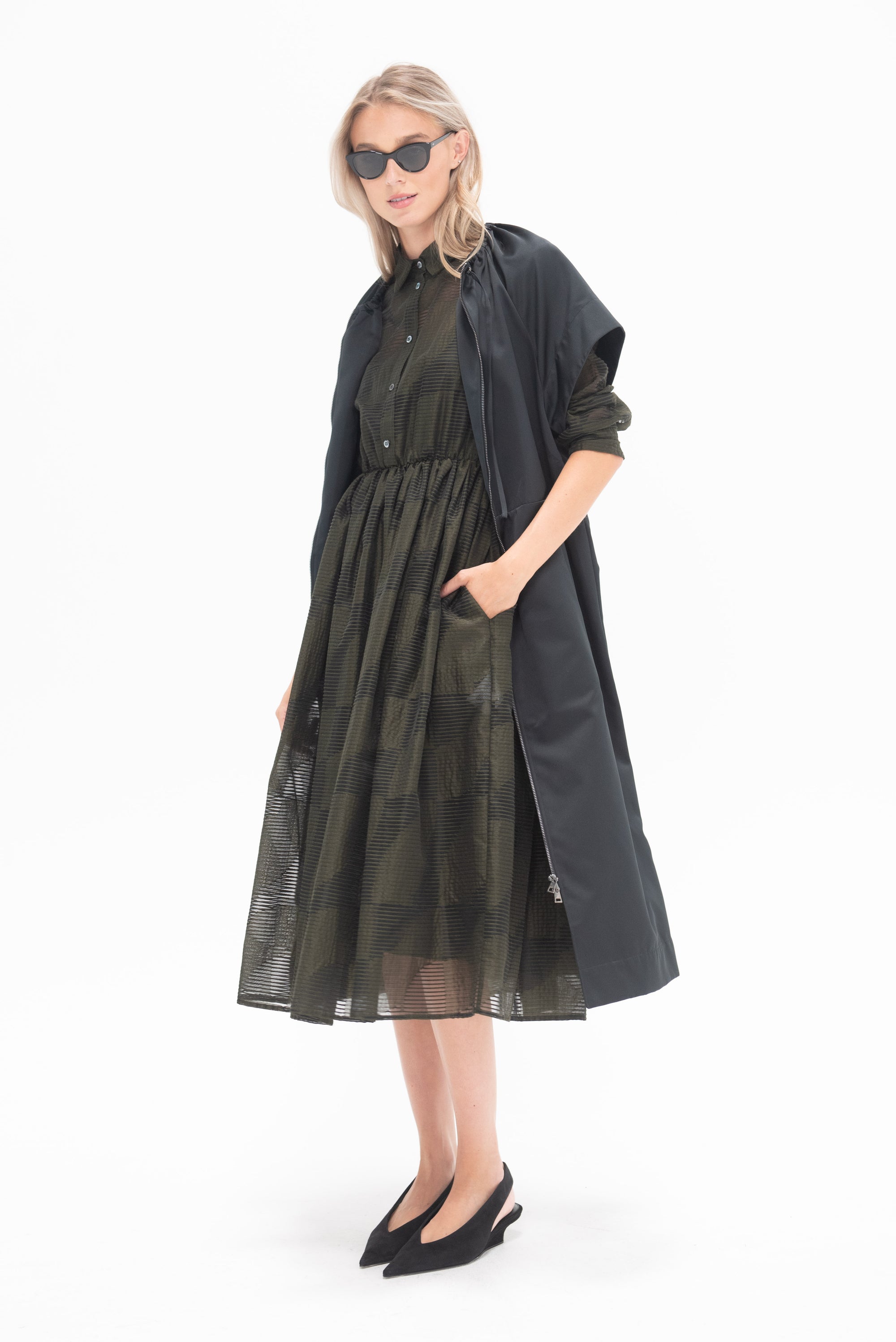 HACHE - Arriccio Dress, Military Green