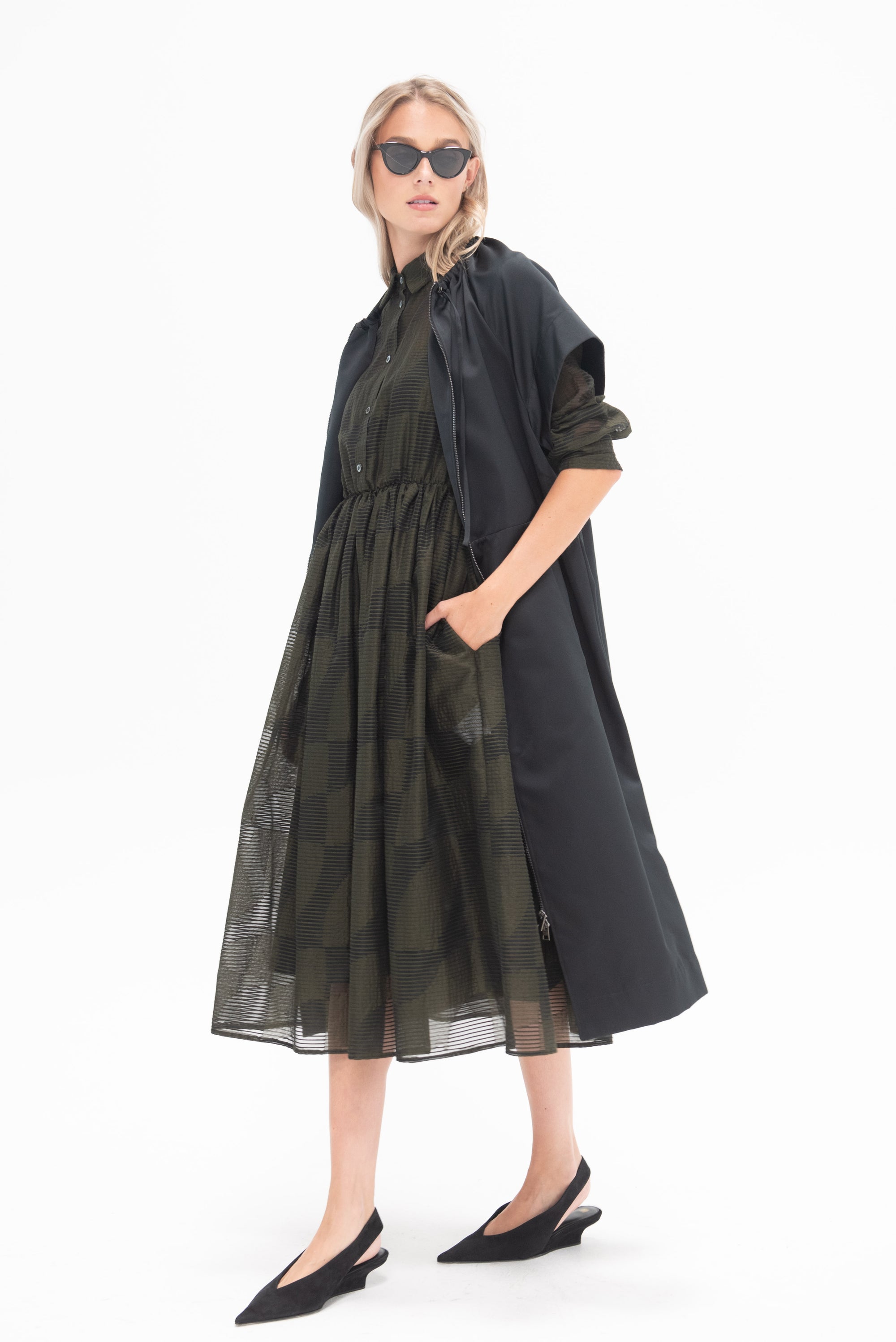 HACHE - Arriccio Dress, Military Green