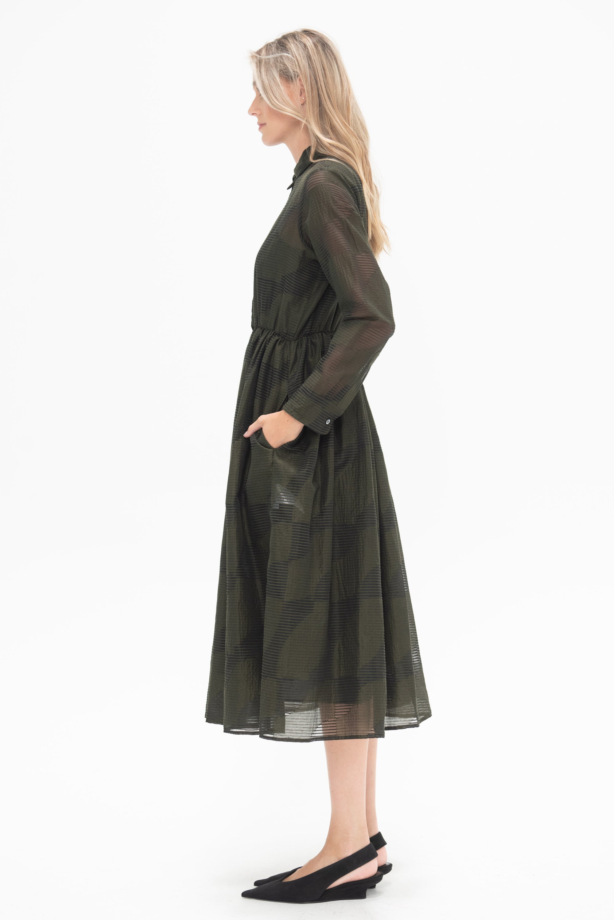 HACHE - Arriccio Dress, Military Green