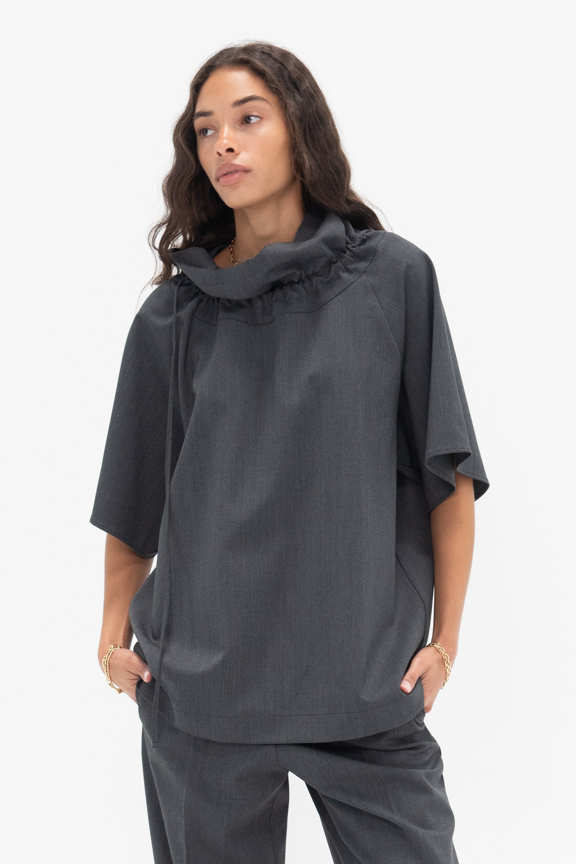 HACHE - Rive Shirt, Grey Melange