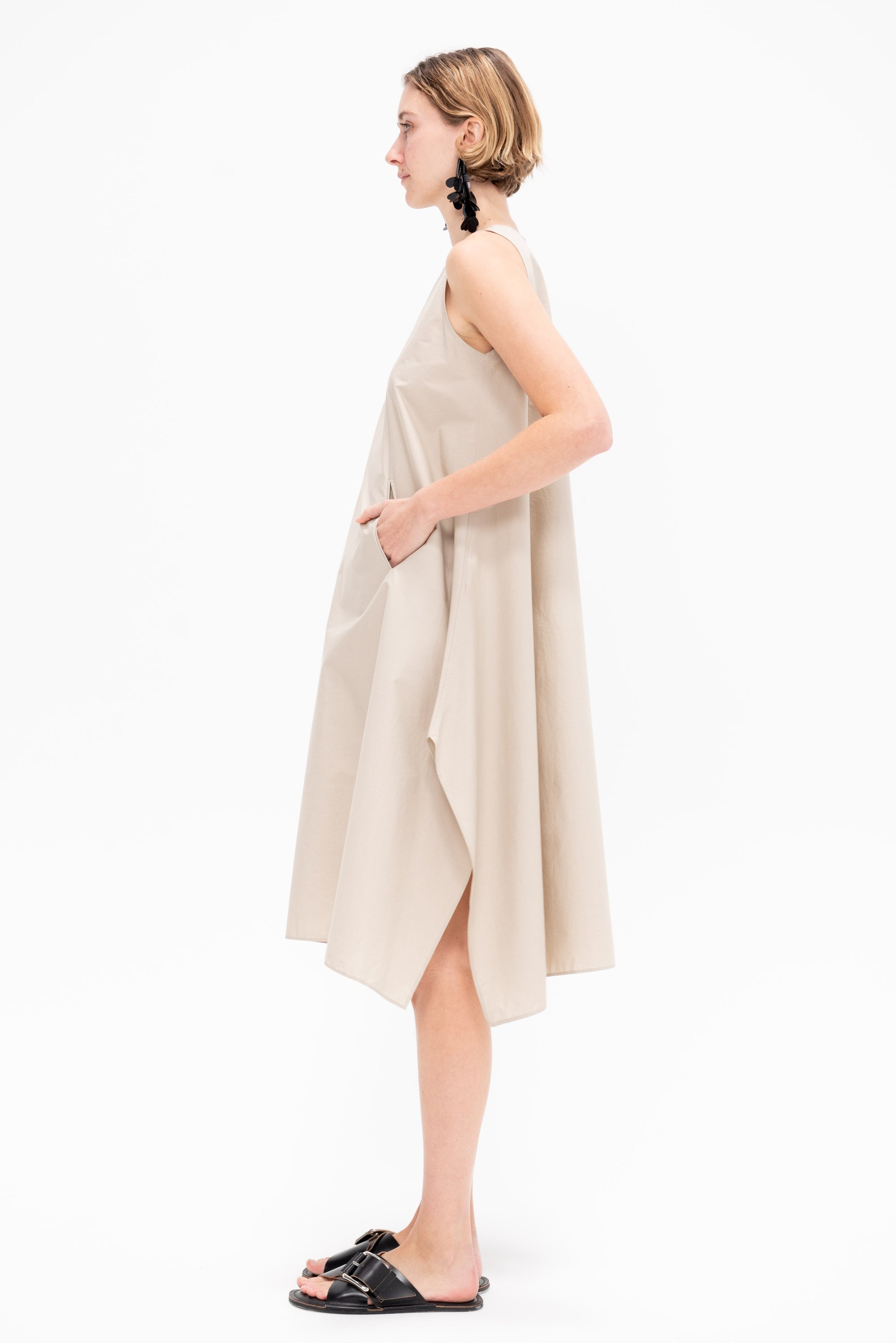 Trapezio Dress, Beige