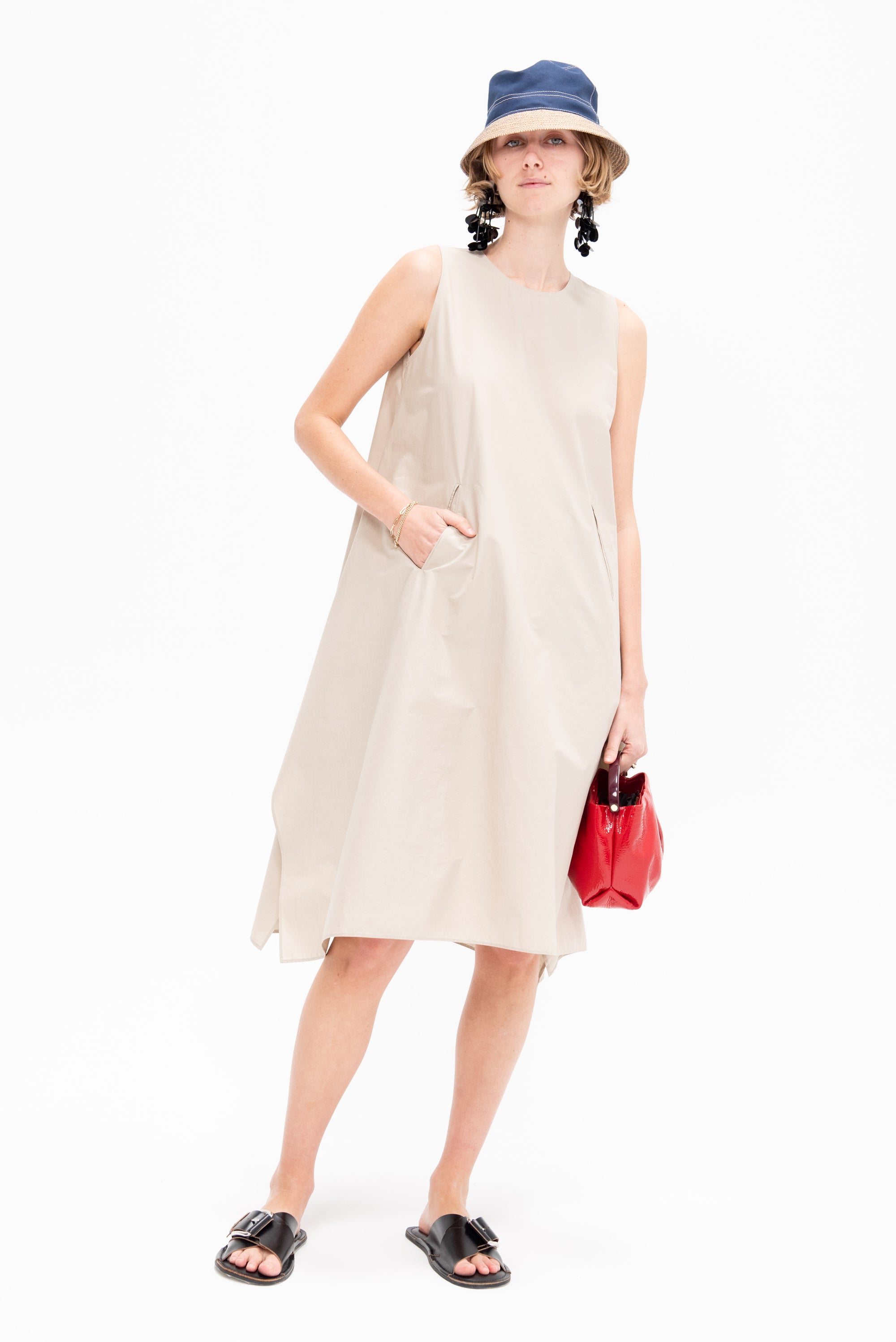 Trapezio Dress, Beige