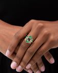 Evil Eye Inlay Ring, Malachite & Diamond