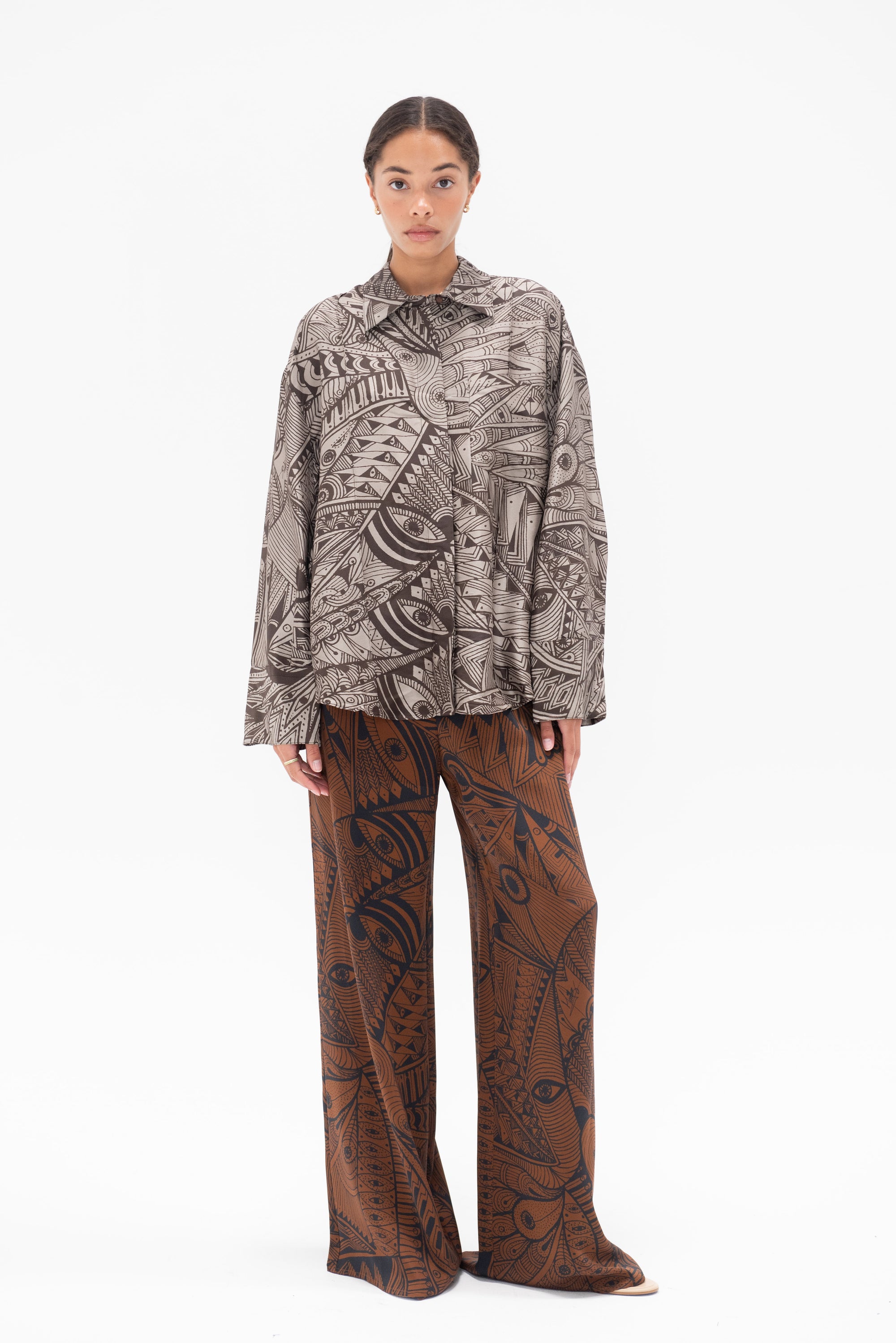 HEIRLOME - Jyma Shirt, Beige &amp; Chocolate