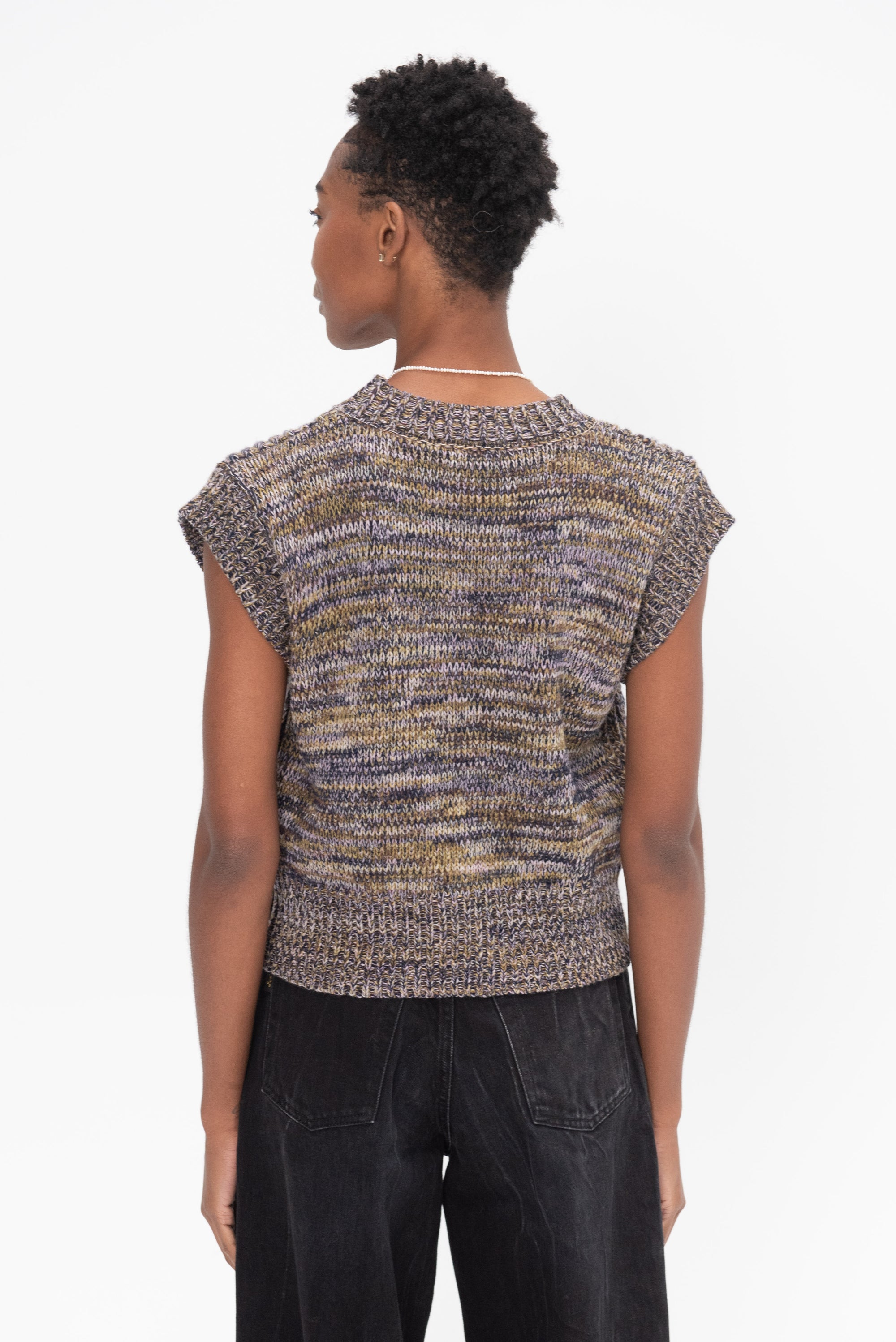 HENRIK VIBSKOV - Six End Knit Vest, Black Lavender Green Square