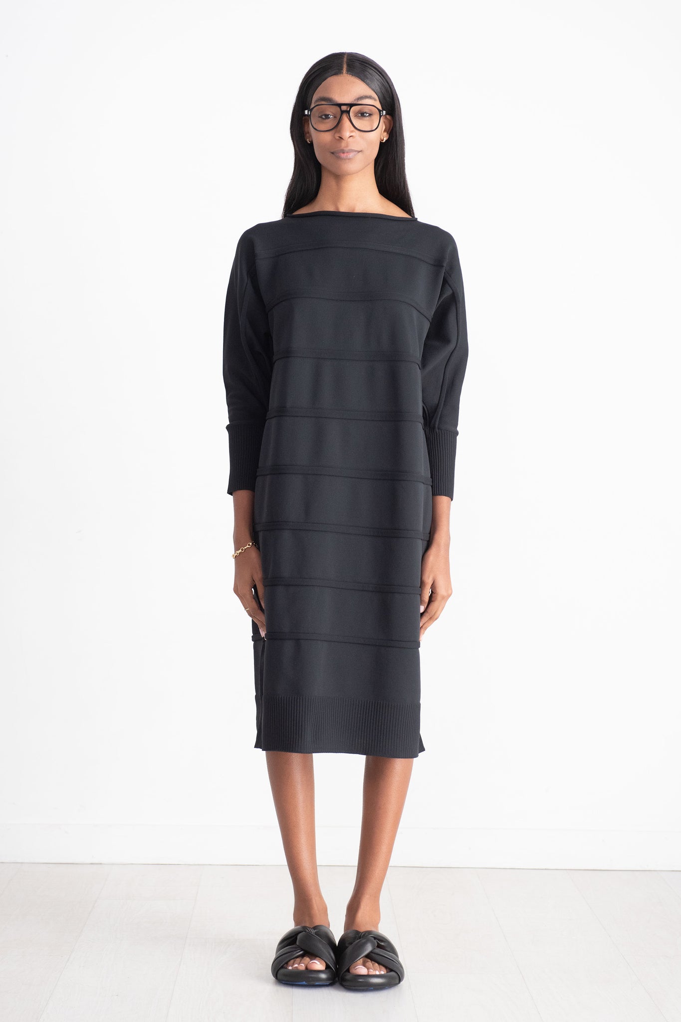 ICY KNIT DRESS, BLACK