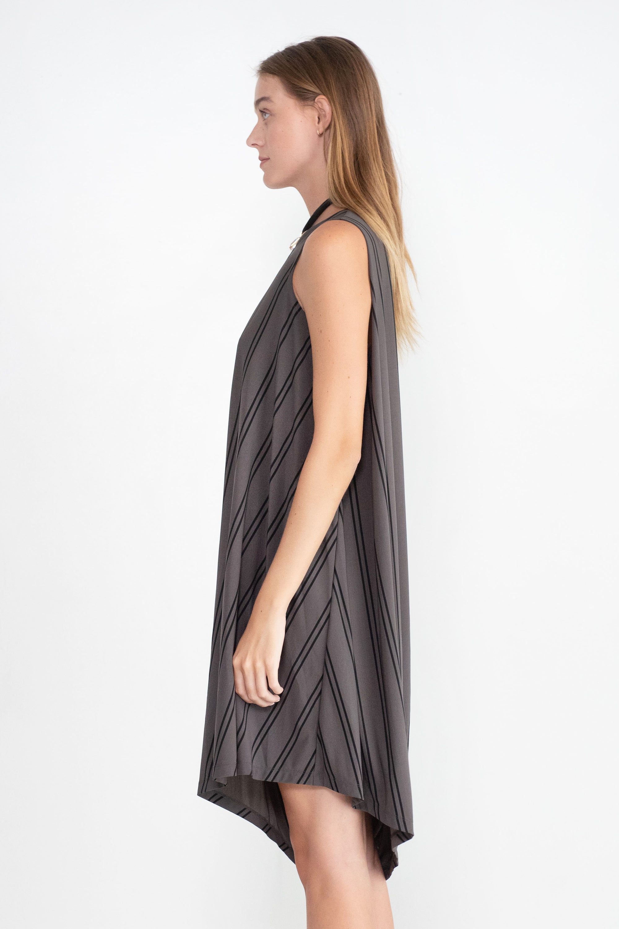 Issey Miyake Stripe Drape Jersey Dress, Gray – Kick Pleat